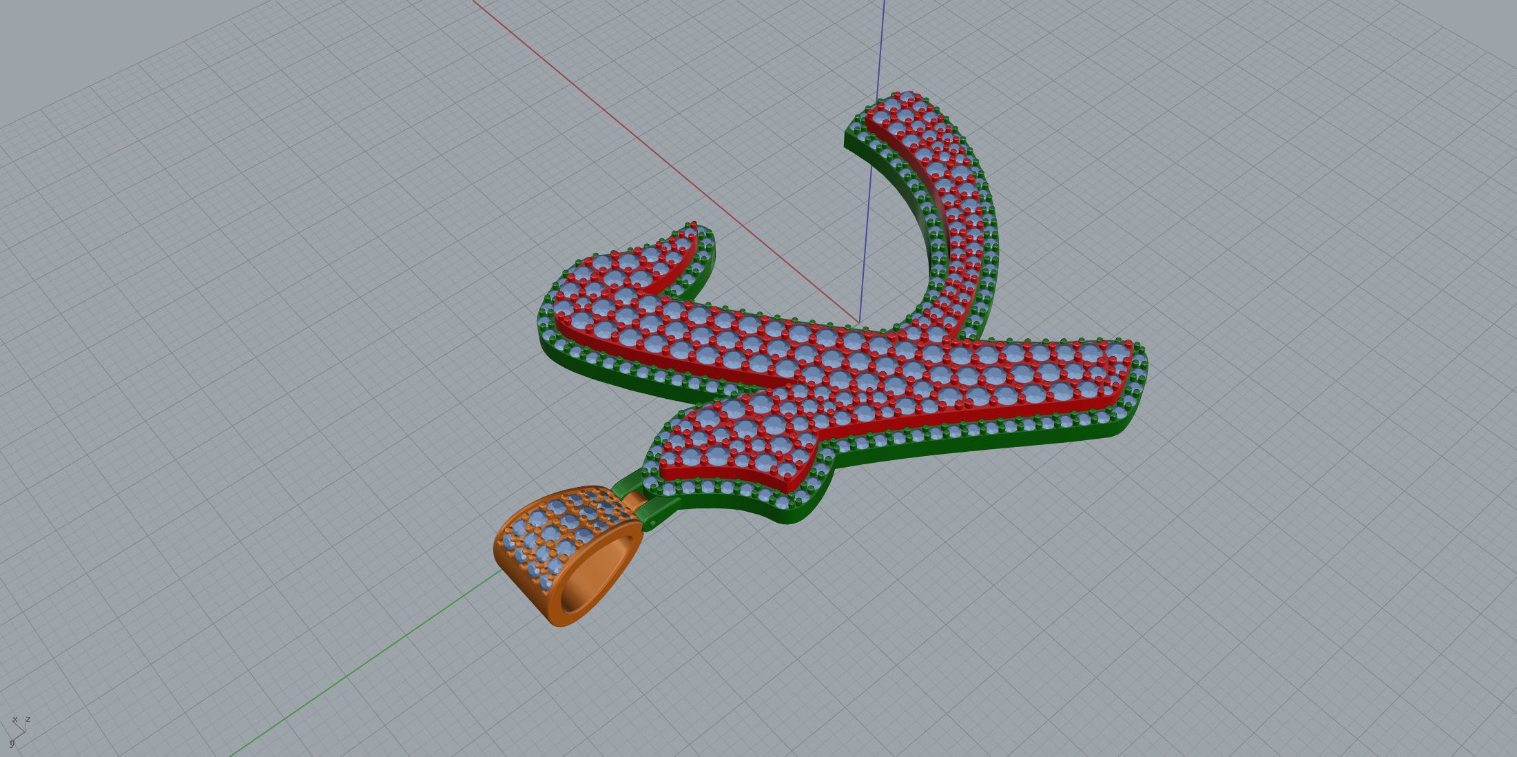 Pave Setting Font K 3D print model_5