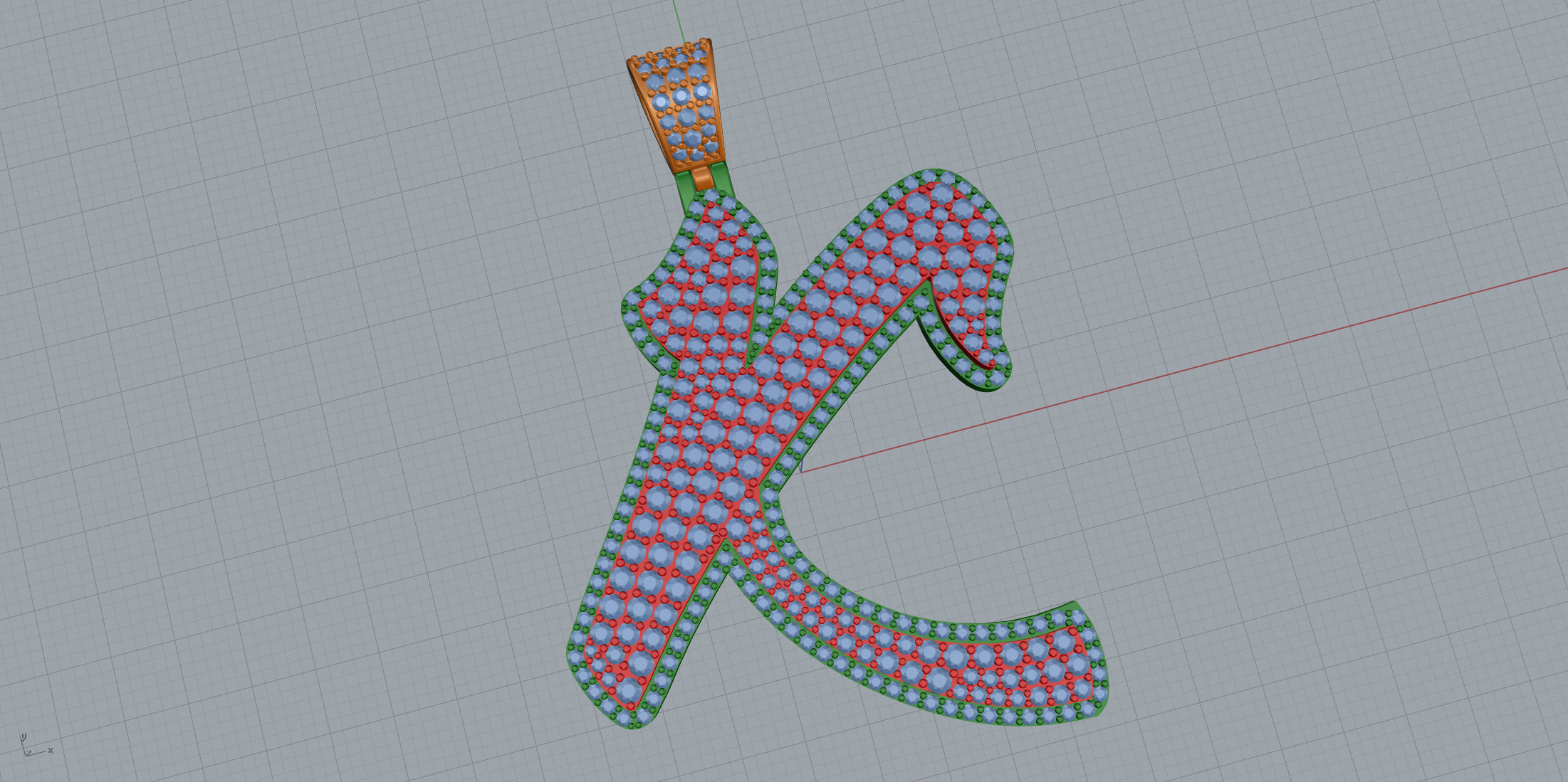 Pave Setting Font K 3D print model_1
