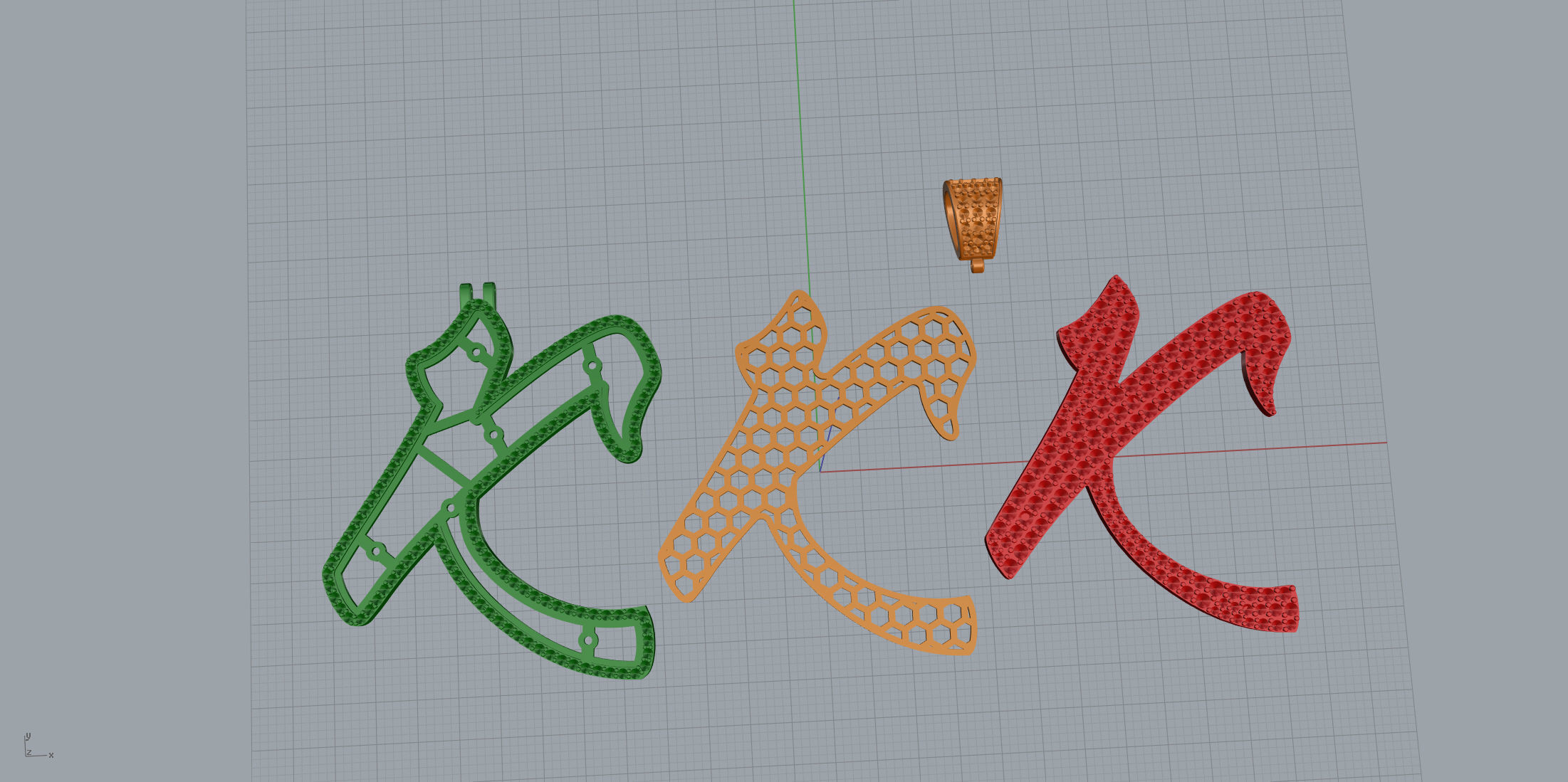 Pave Setting Font K 3D print model_10