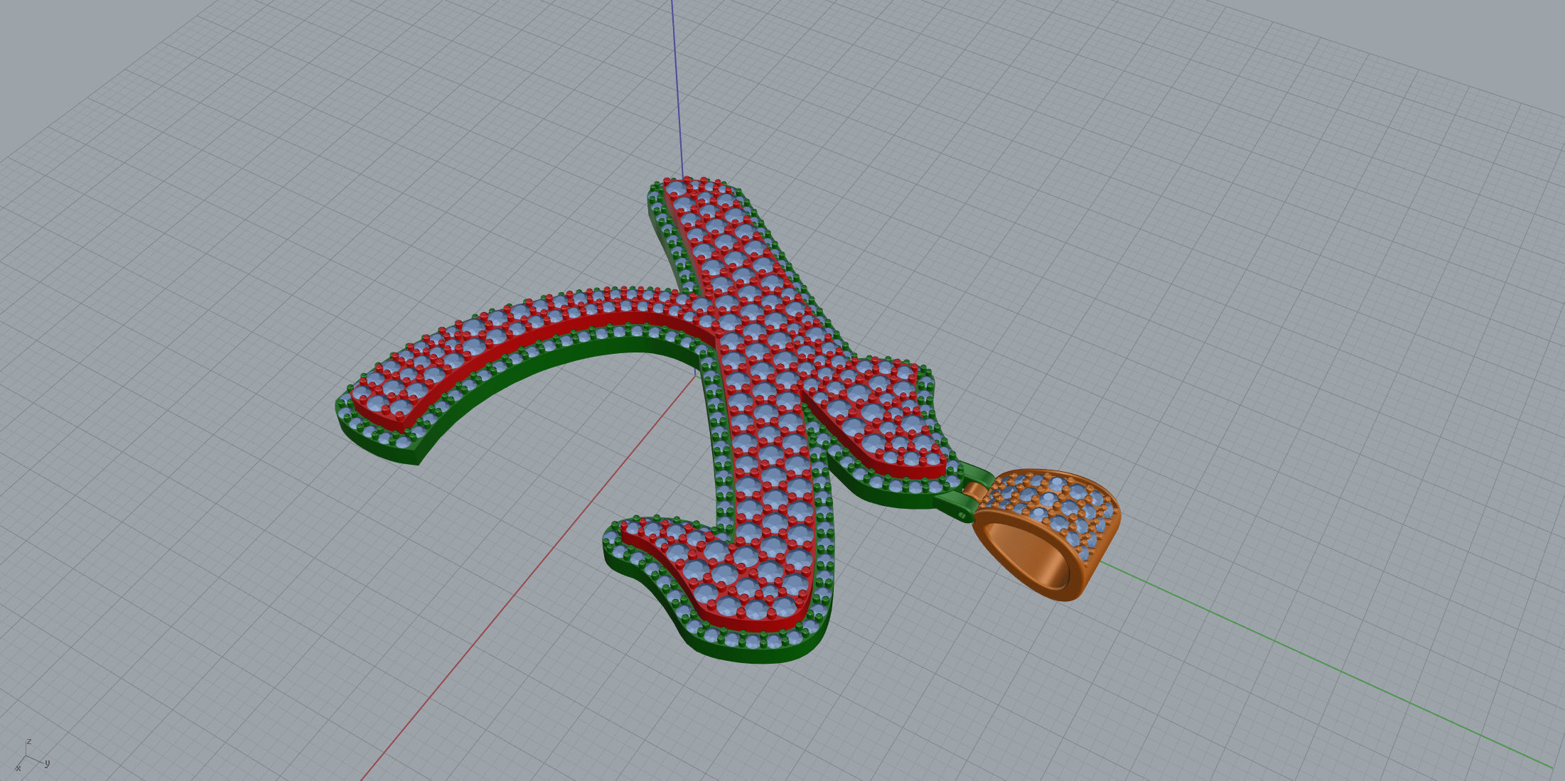 Pave Setting Font K 3D print model_6