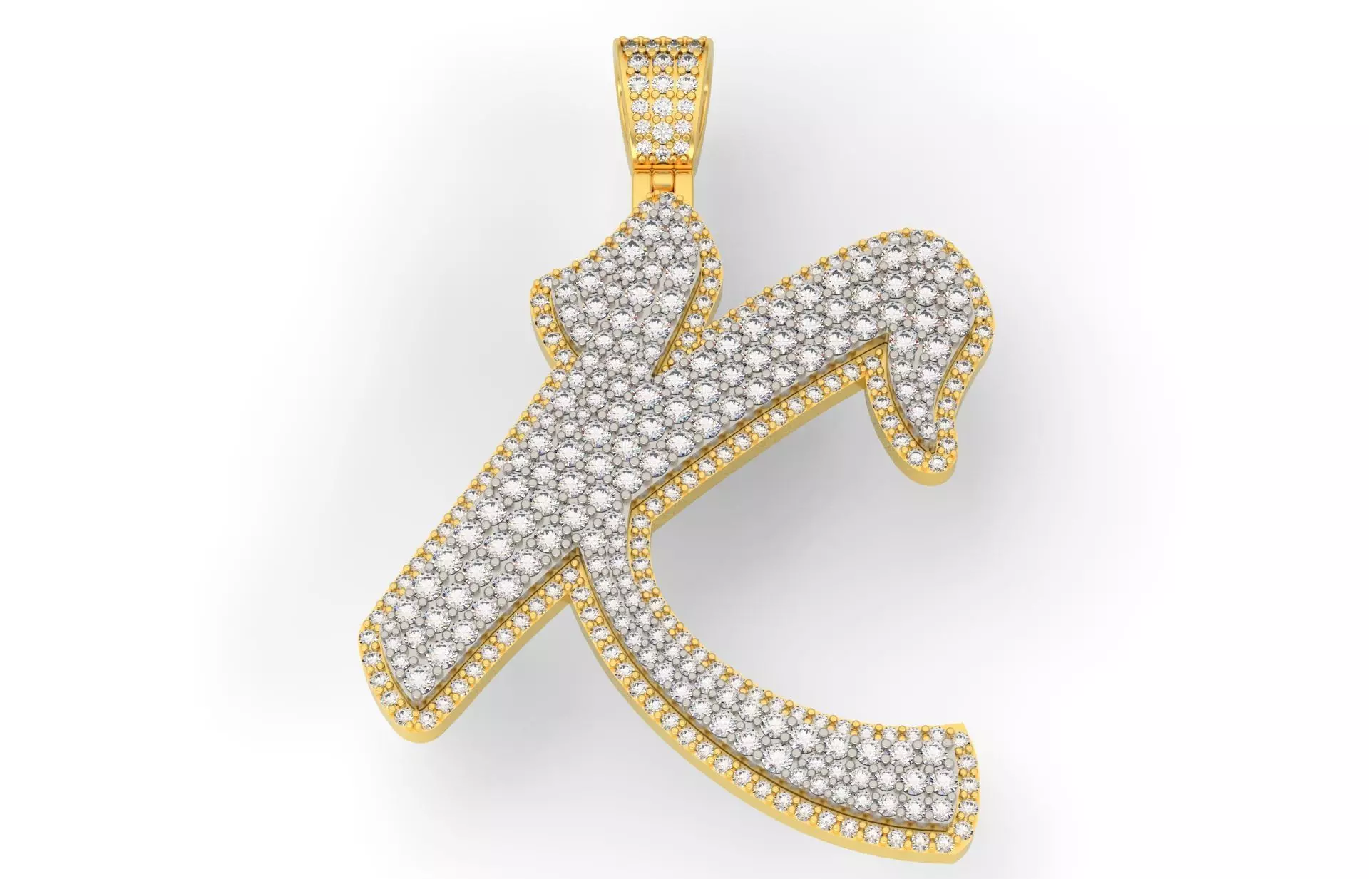 Pave Setting Font K 3D print model_0