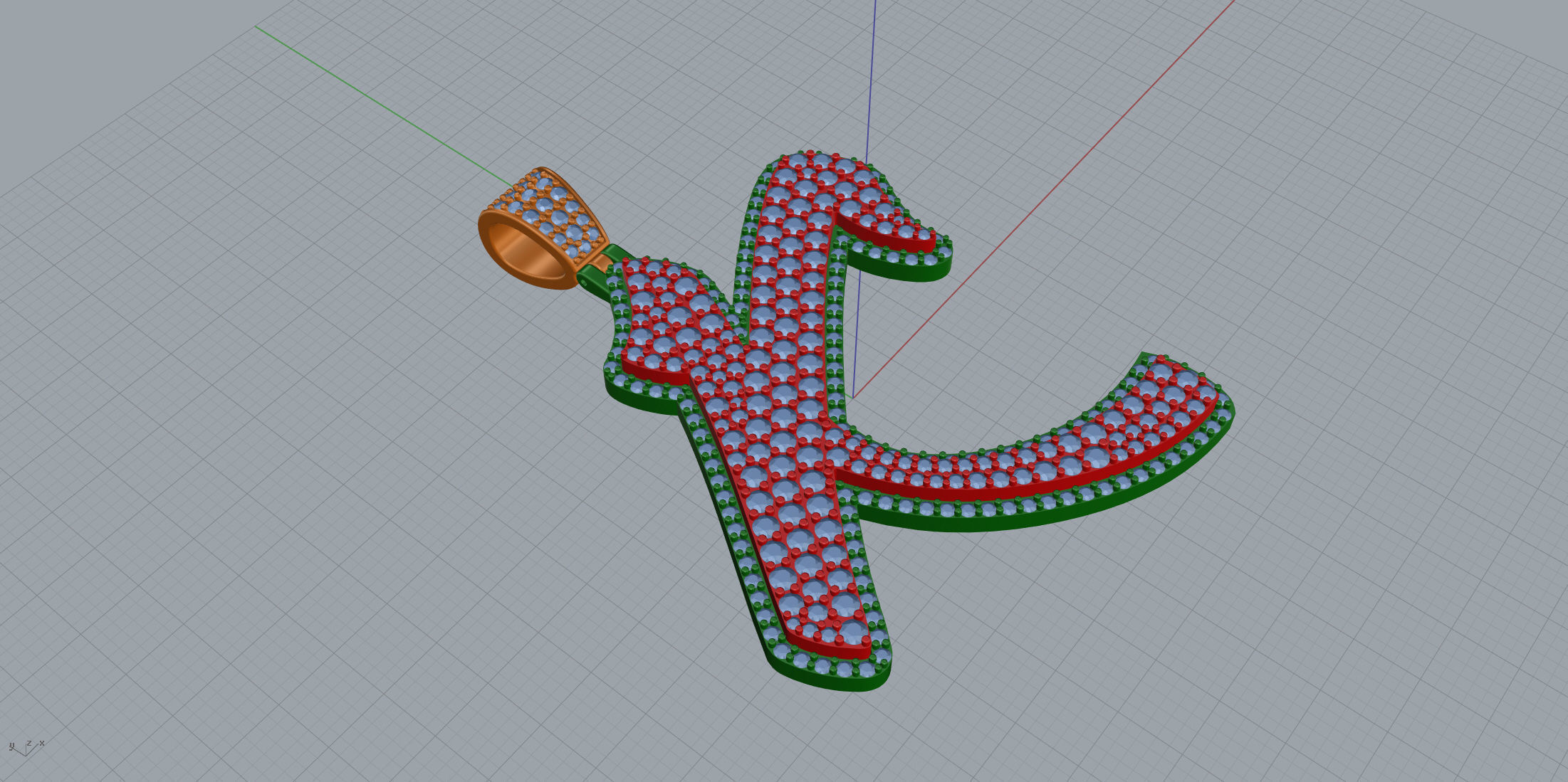 Pave Setting Font K 3D print model_4
