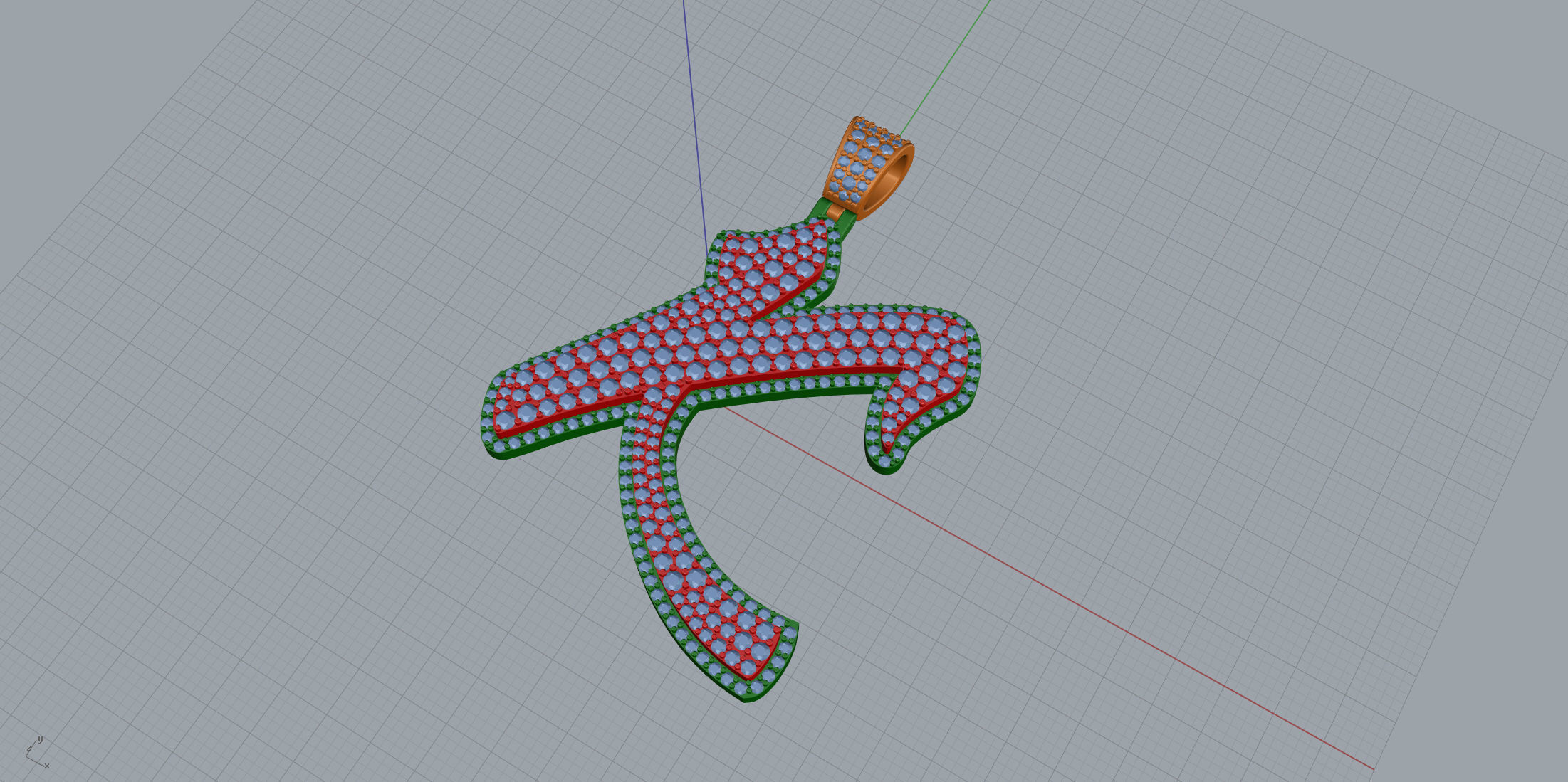 Pave Setting Font K 3D print model_7