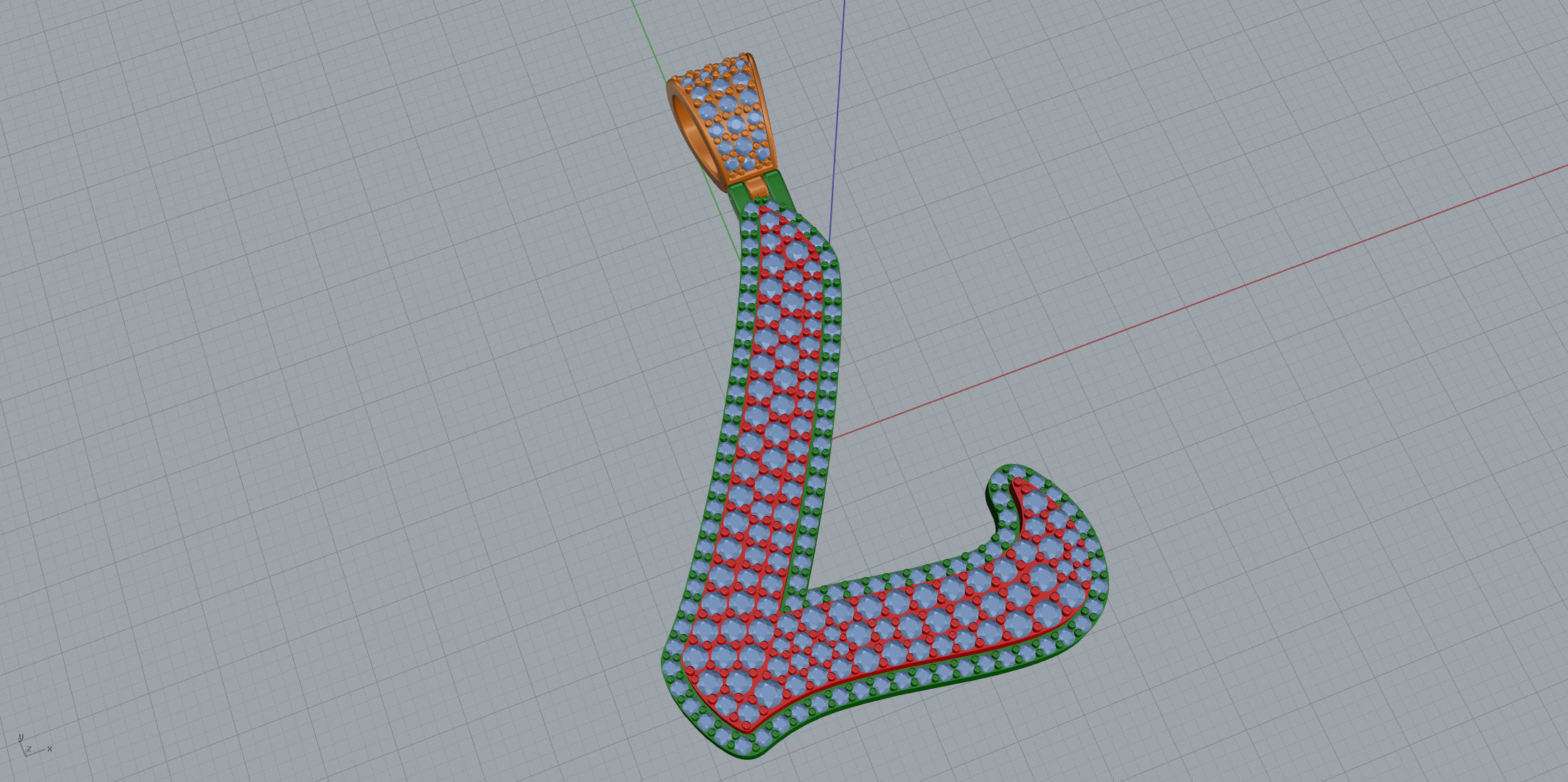 Pave Setting Font L 3D print model_1