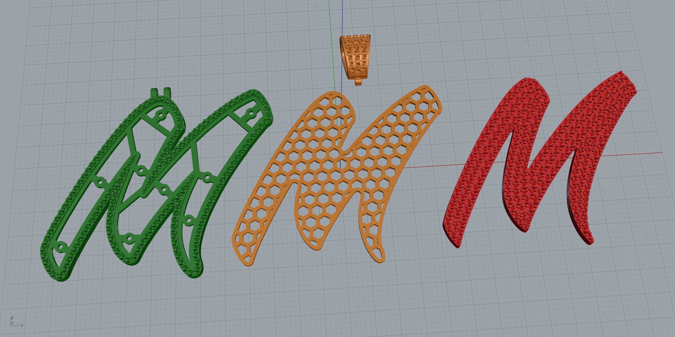 Pave Setting Font M 3D print model_10