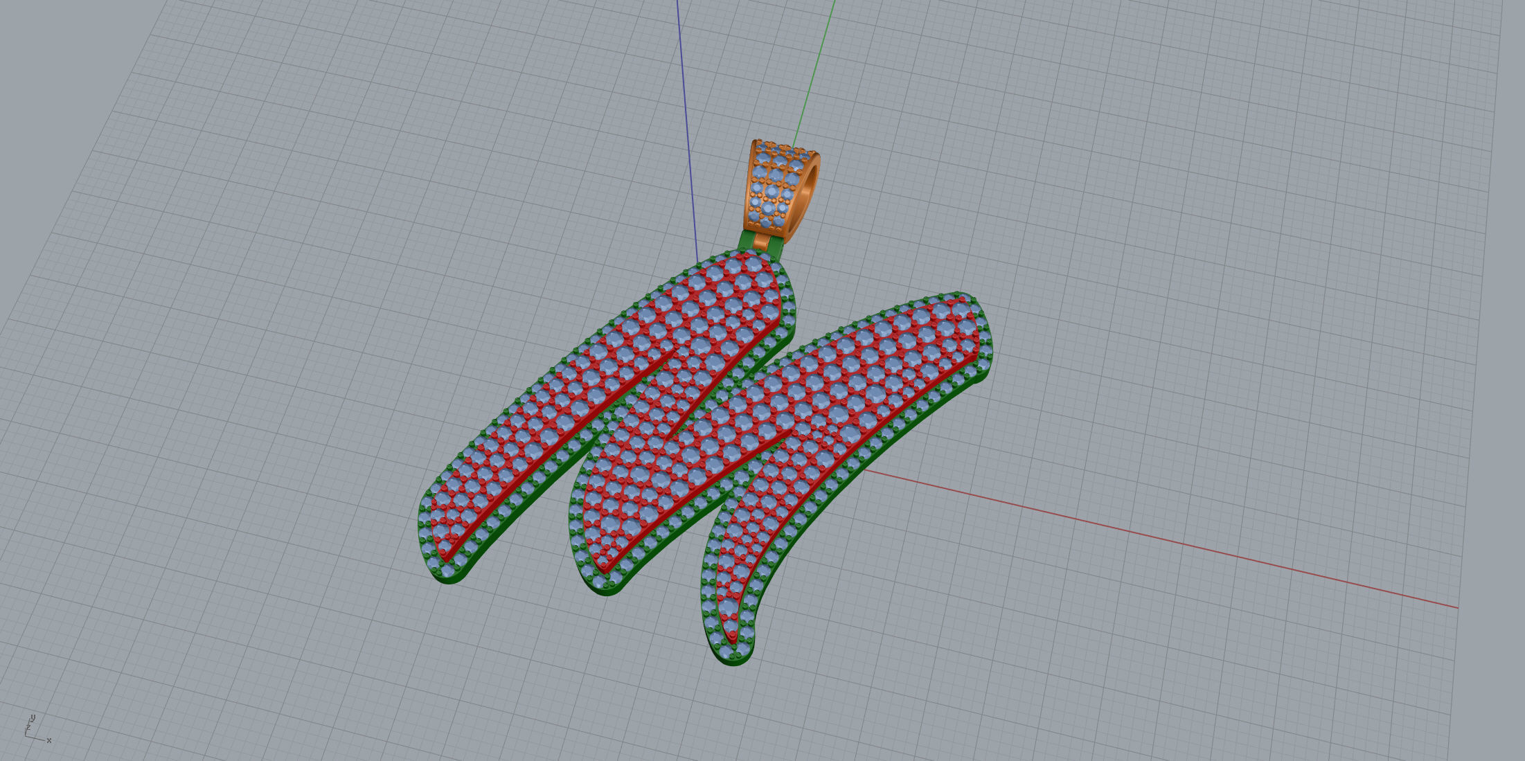 Pave Setting Font M 3D print model_7