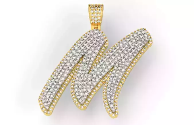 Pave Setting Font M 3D print model Pave Setting Font M 3D print model