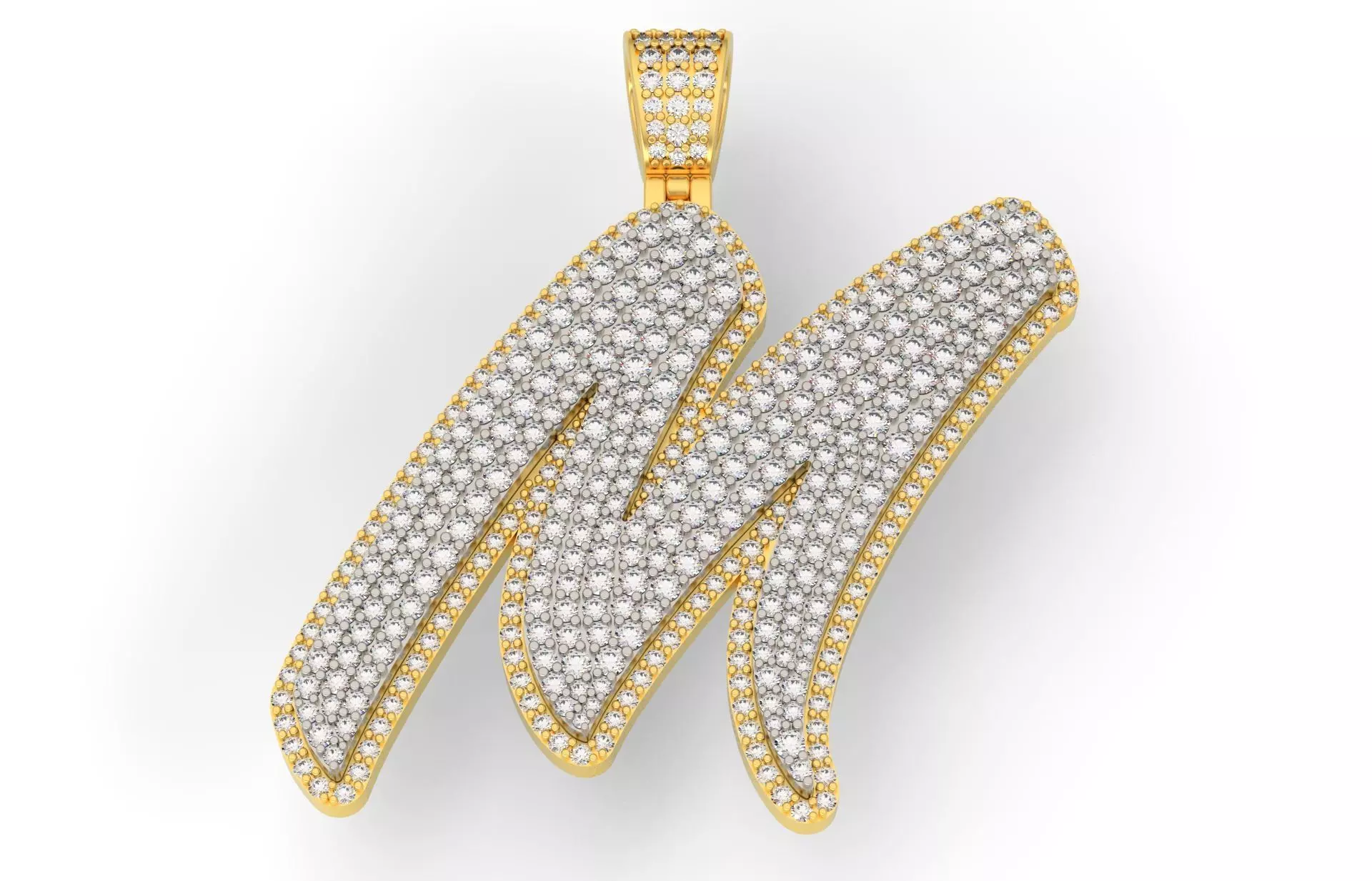 Pave Setting Font M 3D print model_0