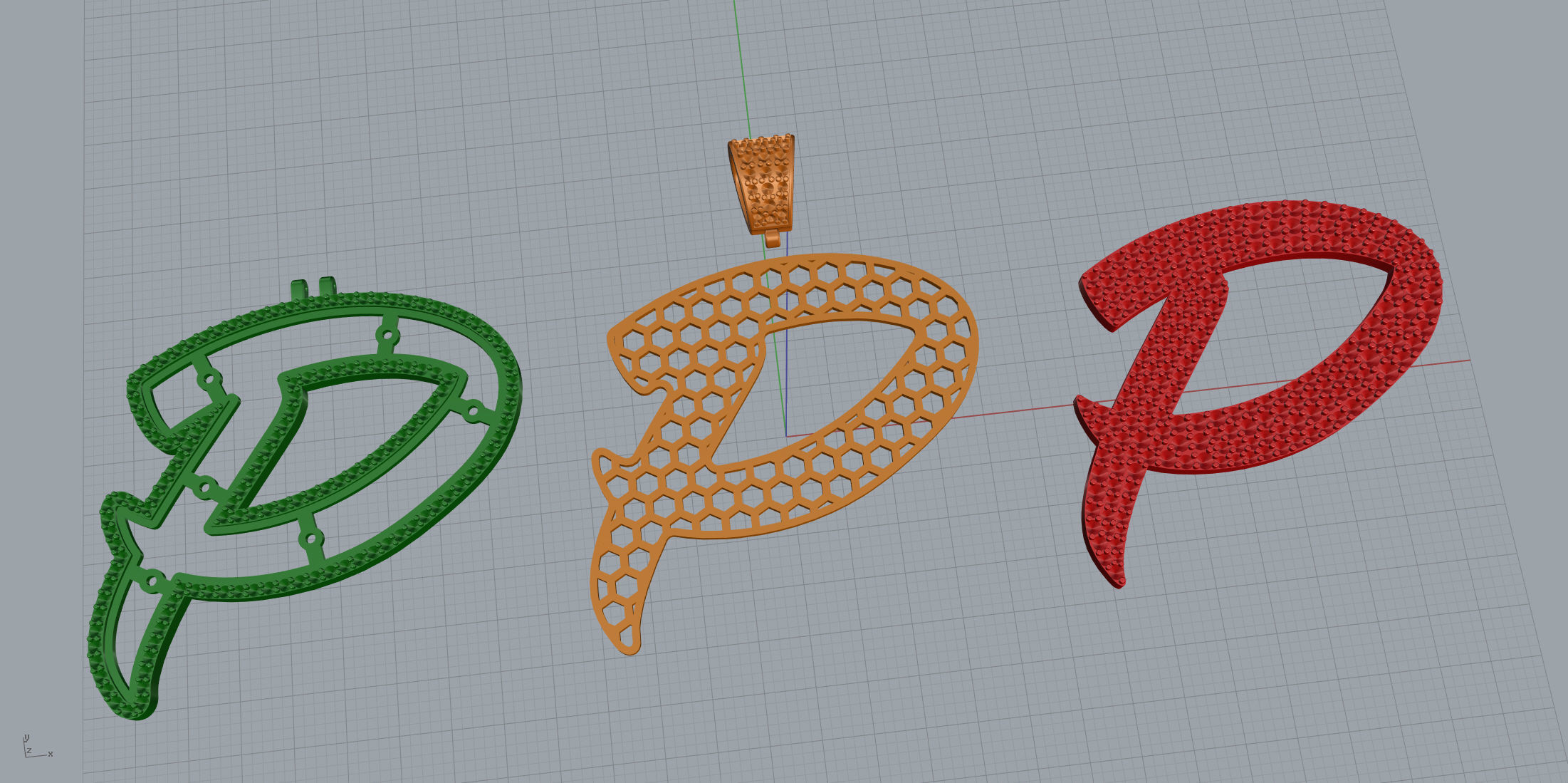 Pave Setting Font P 3D print model_10