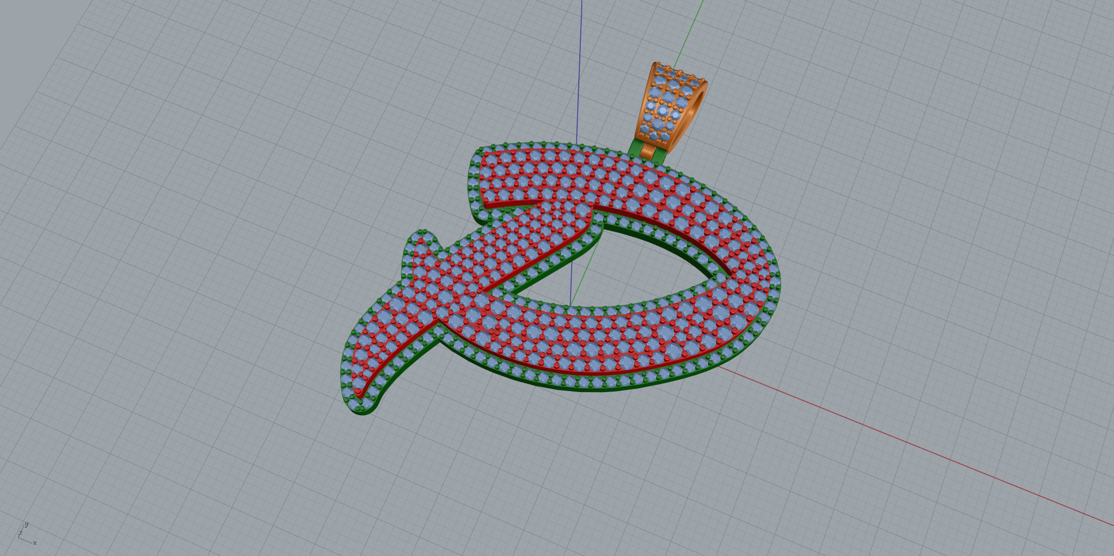 Pave Setting Font P 3D print model_7