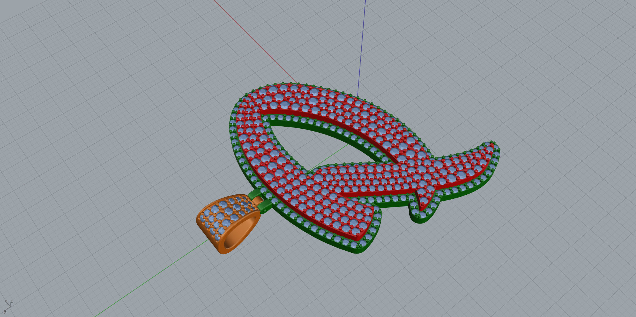 Pave Setting Font P 3D print model_5