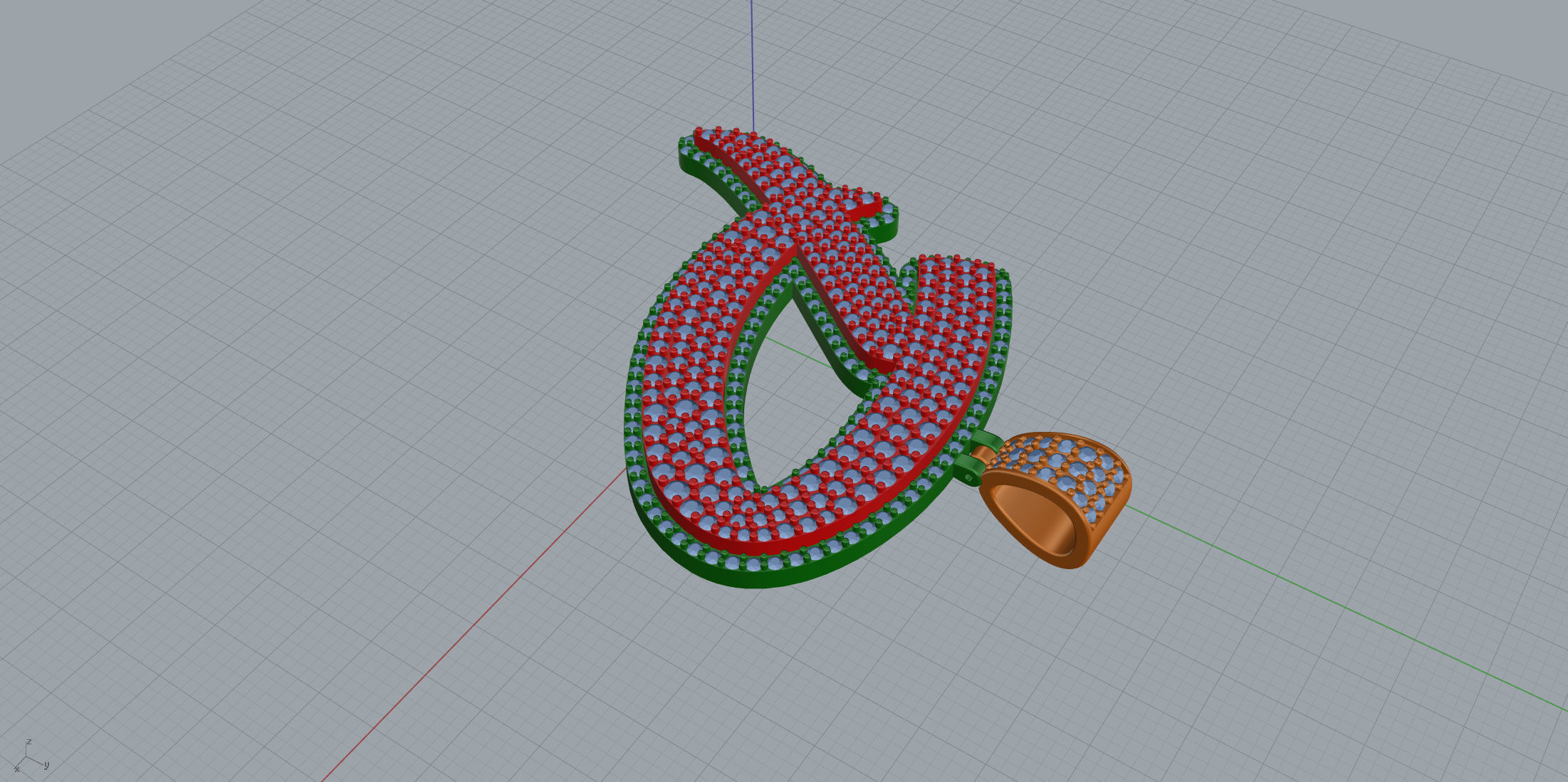 Pave Setting Font P 3D print model_6