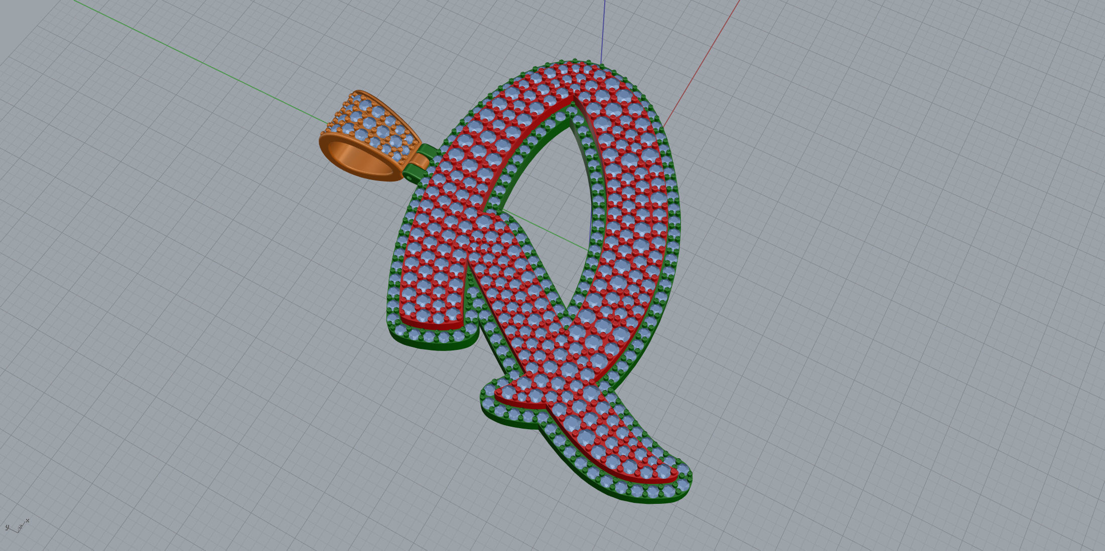 Pave Setting Font P 3D print model_4