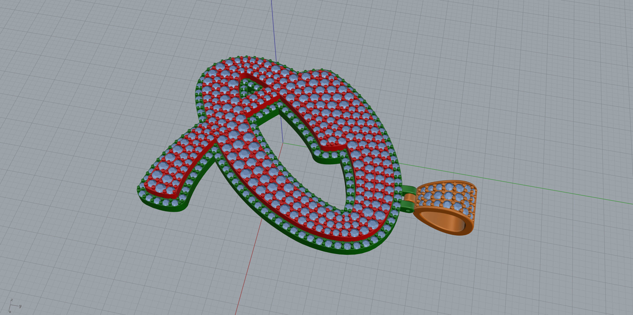 Pave Setting Font Q 3D print model_6