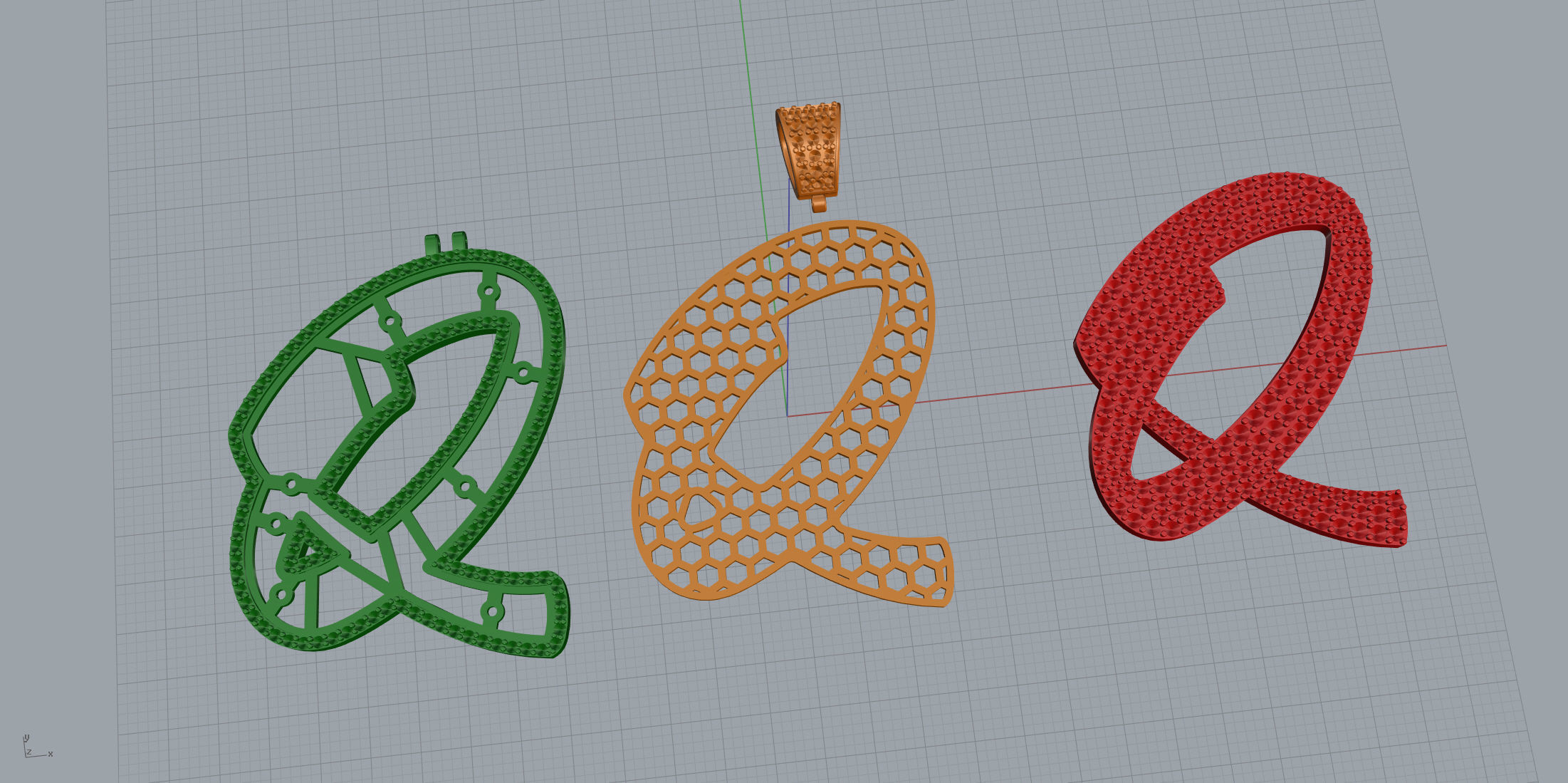 Pave Setting Font Q 3D print model_10