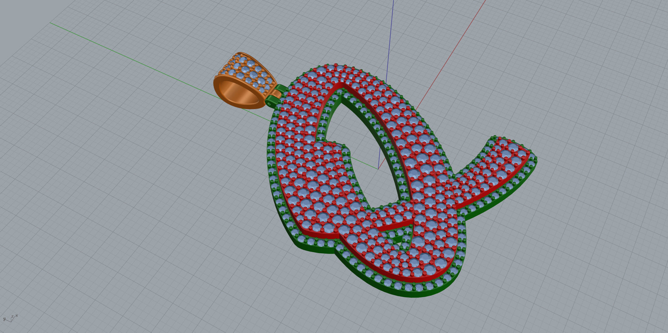 Pave Setting Font Q 3D print model_4