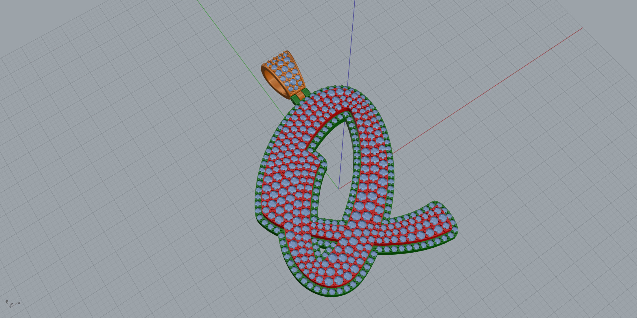 Pave Setting Font Q 3D print model_1