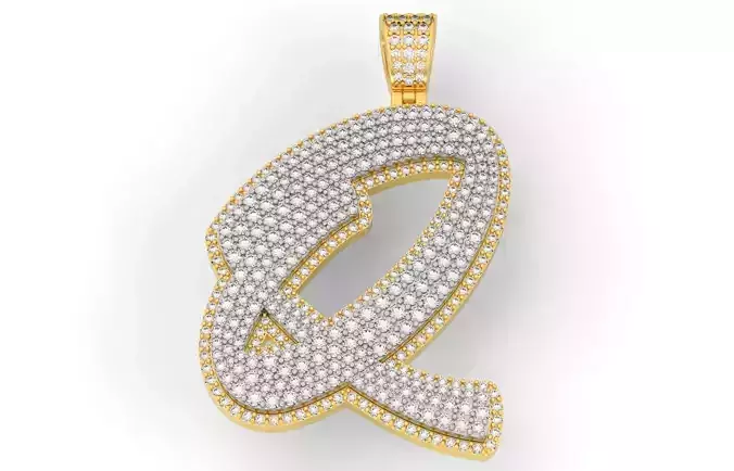 Pave Setting Font Q 3D print model Pave Setting Font Q 3D print model