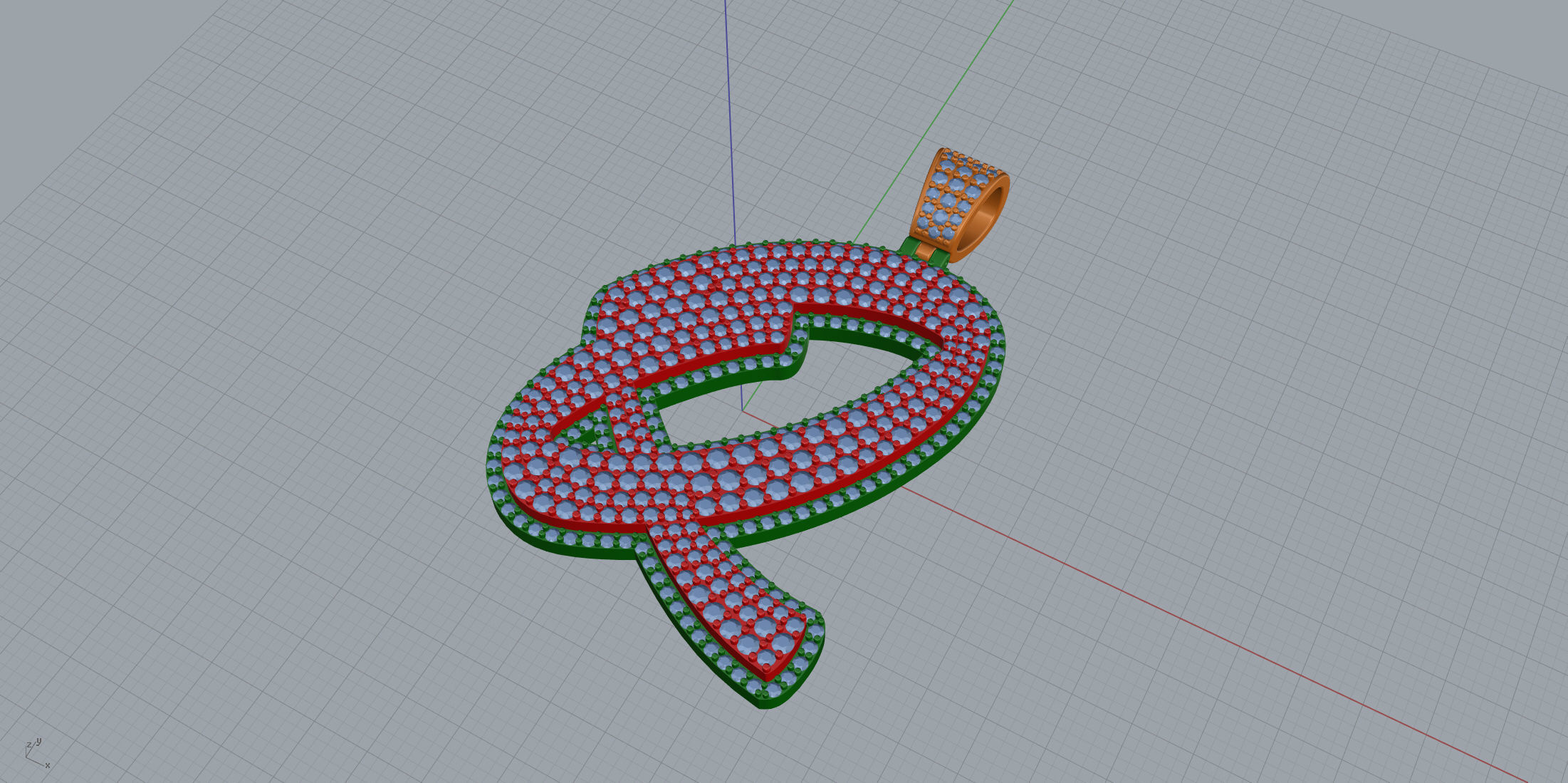 Pave Setting Font Q 3D print model_7