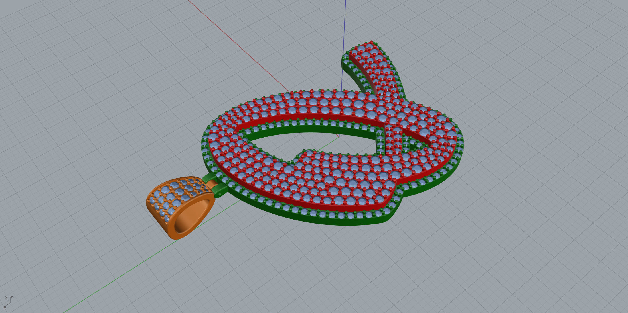 Pave Setting Font Q 3D print model_5