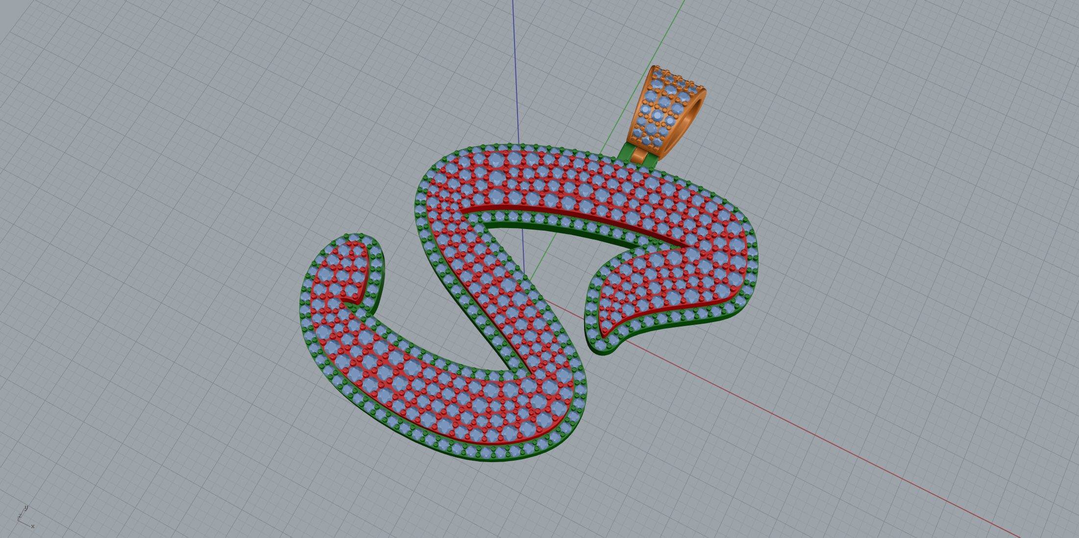 Pave Setting Font S 3D print model_7