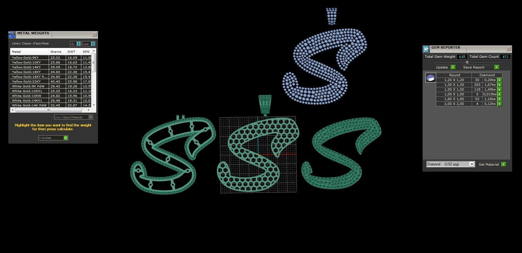 Pave Setting Font S 3D print model_3