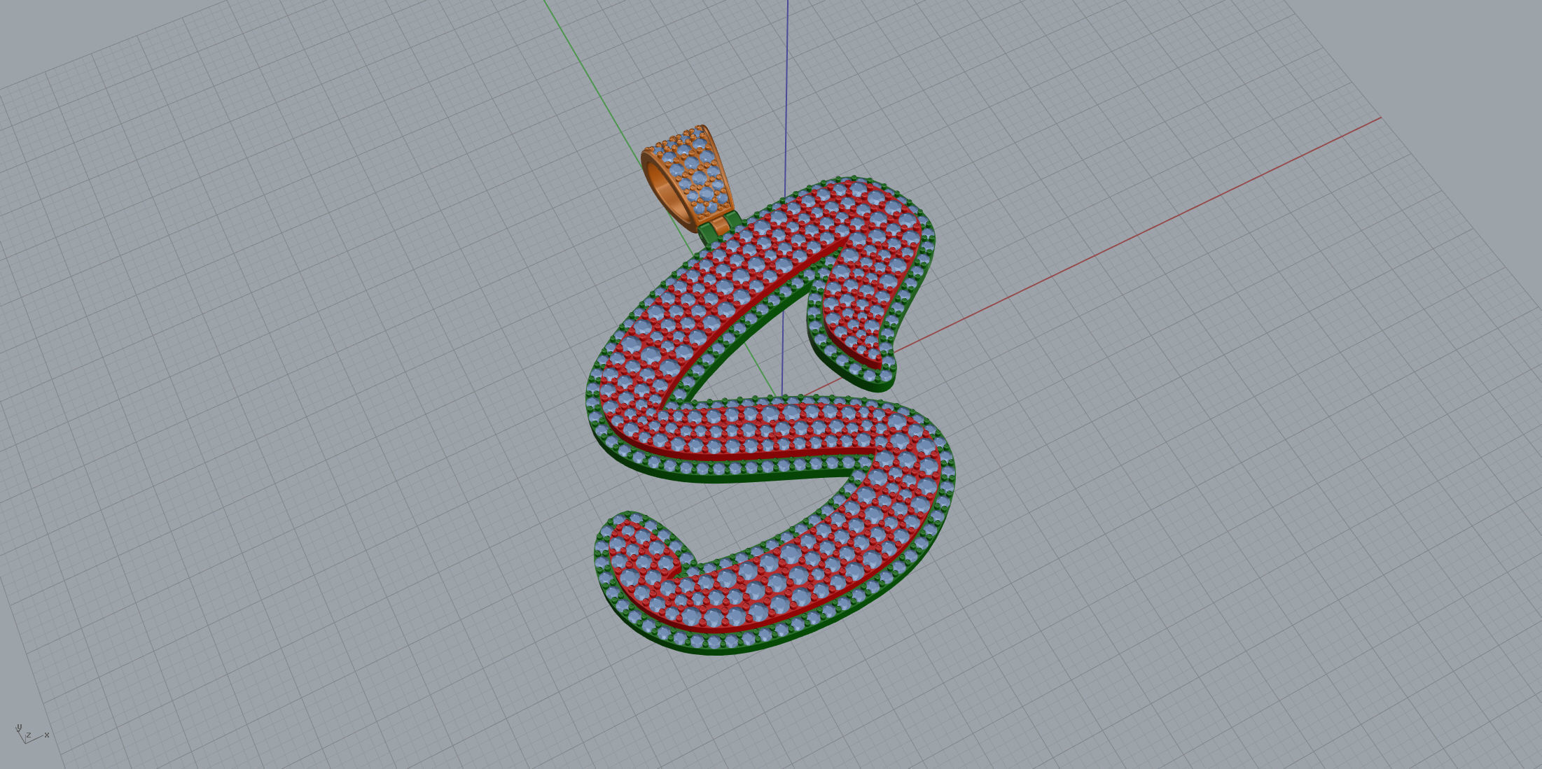 Pave Setting Font S 3D print model_1