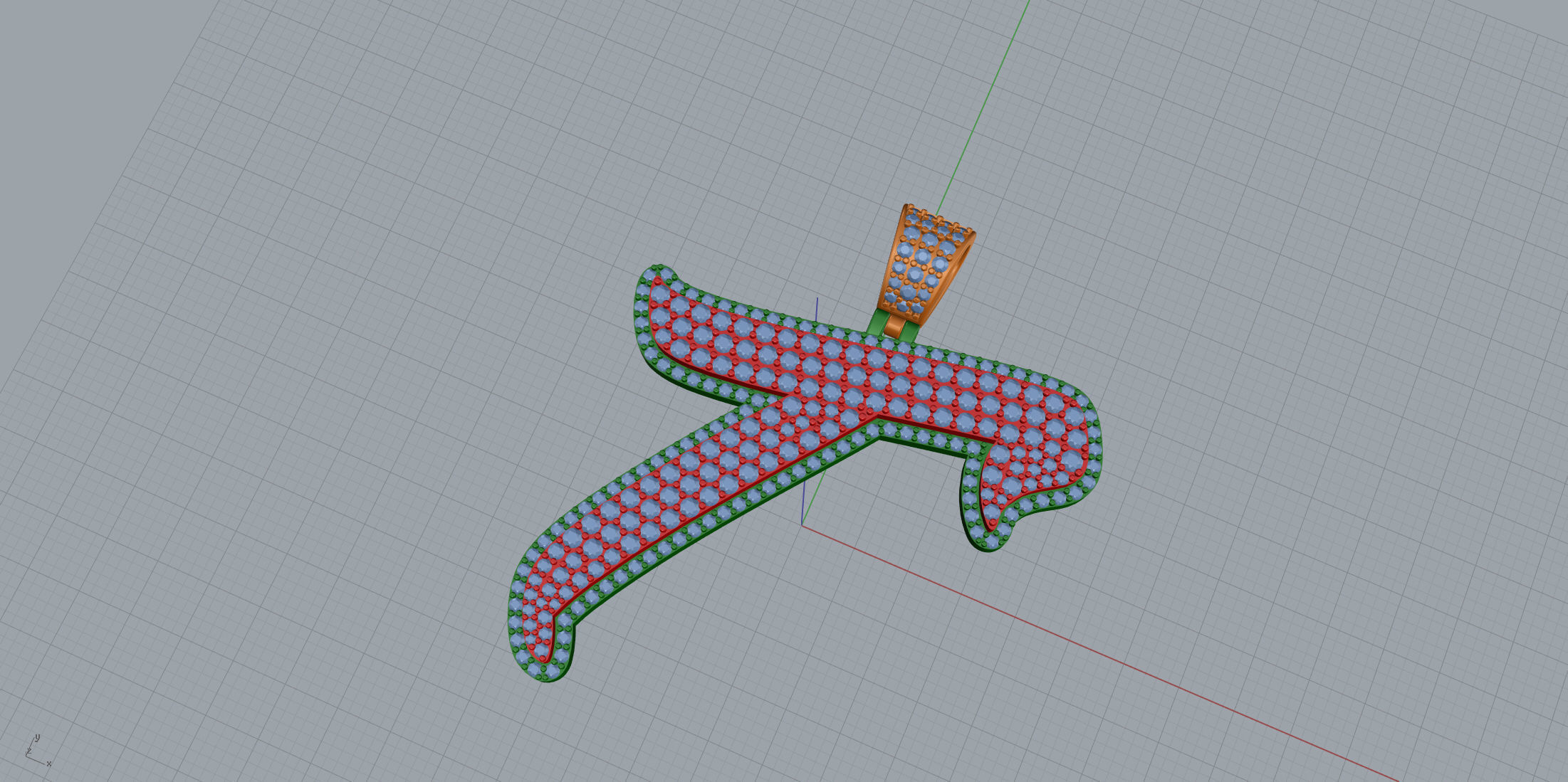 Pave Setting Font T 3D print model_7