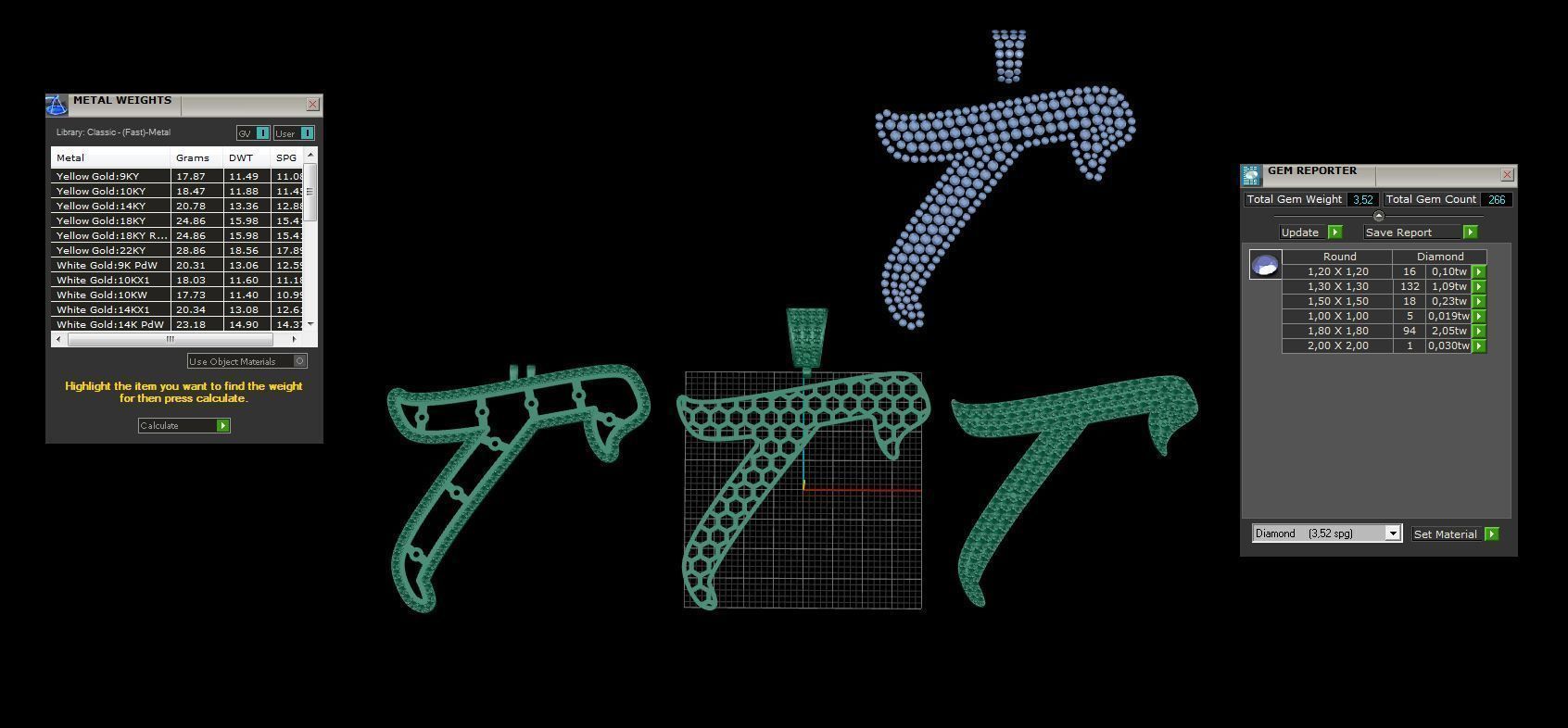 Pave Setting Font T 3D print model_3