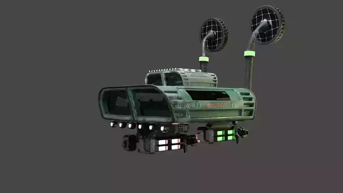 Sci-Fi Modern Spaceship Game Asset Model with PBR Texture Set