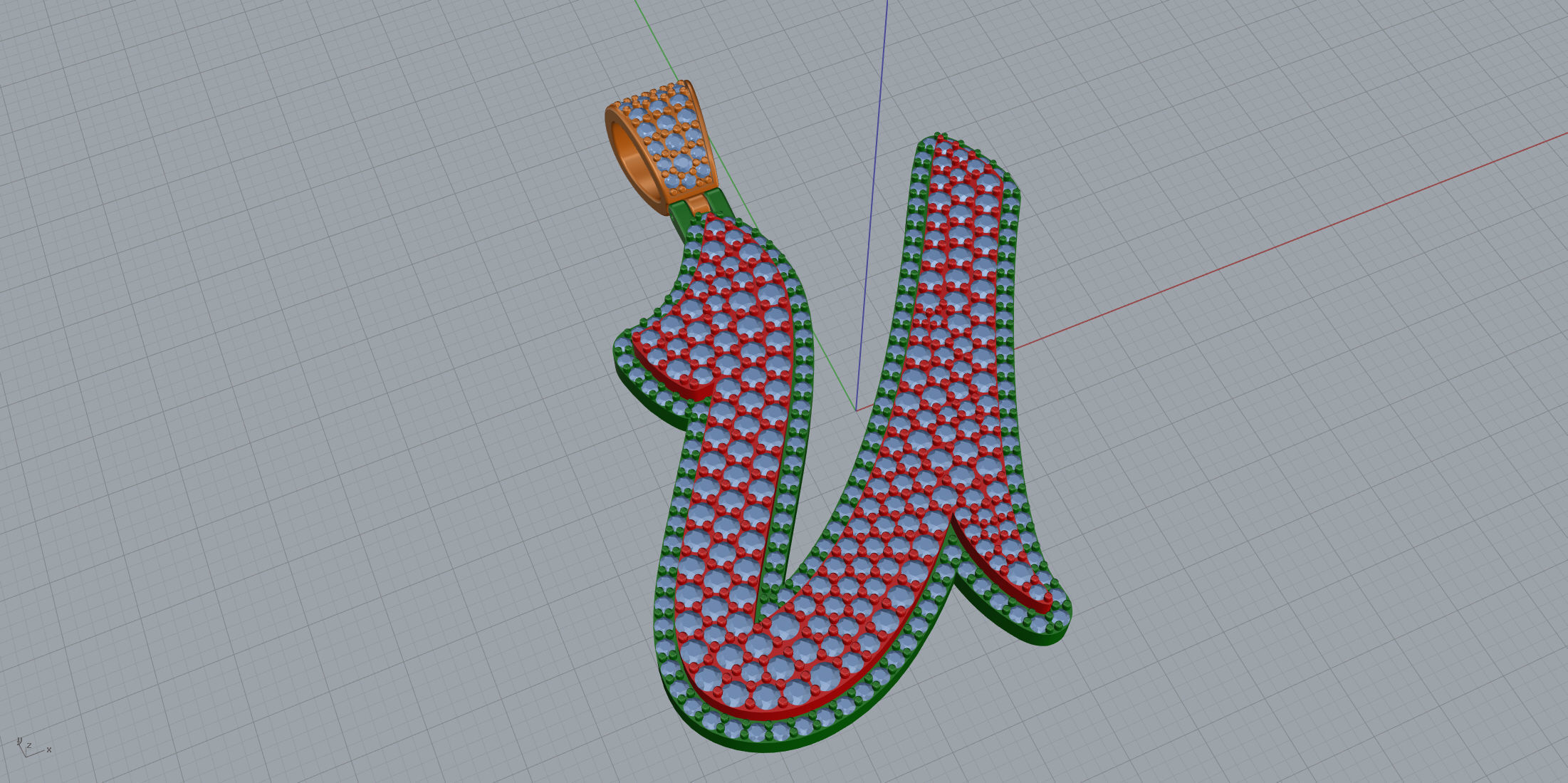 Pave Setting Font U 3D print model_1