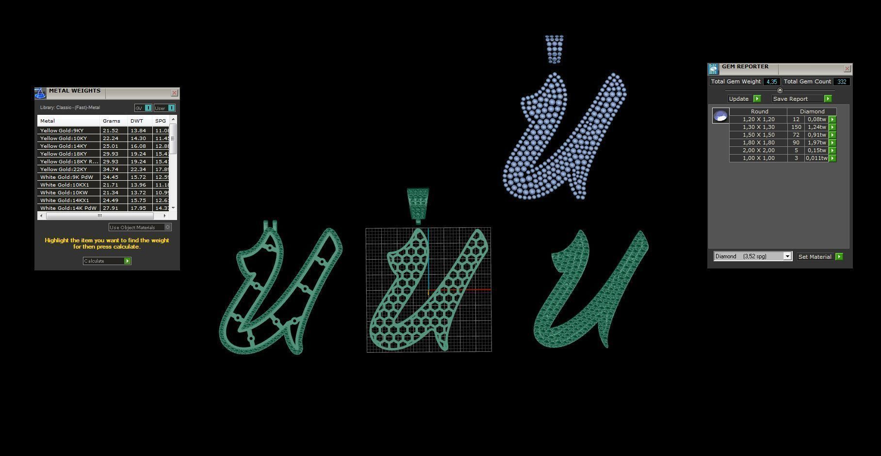 Pave Setting Font U 3D print model_3