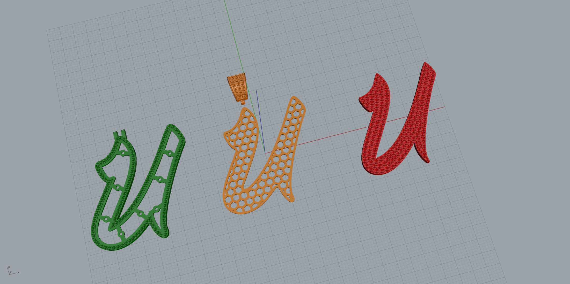 Pave Setting Font U 3D print model_10