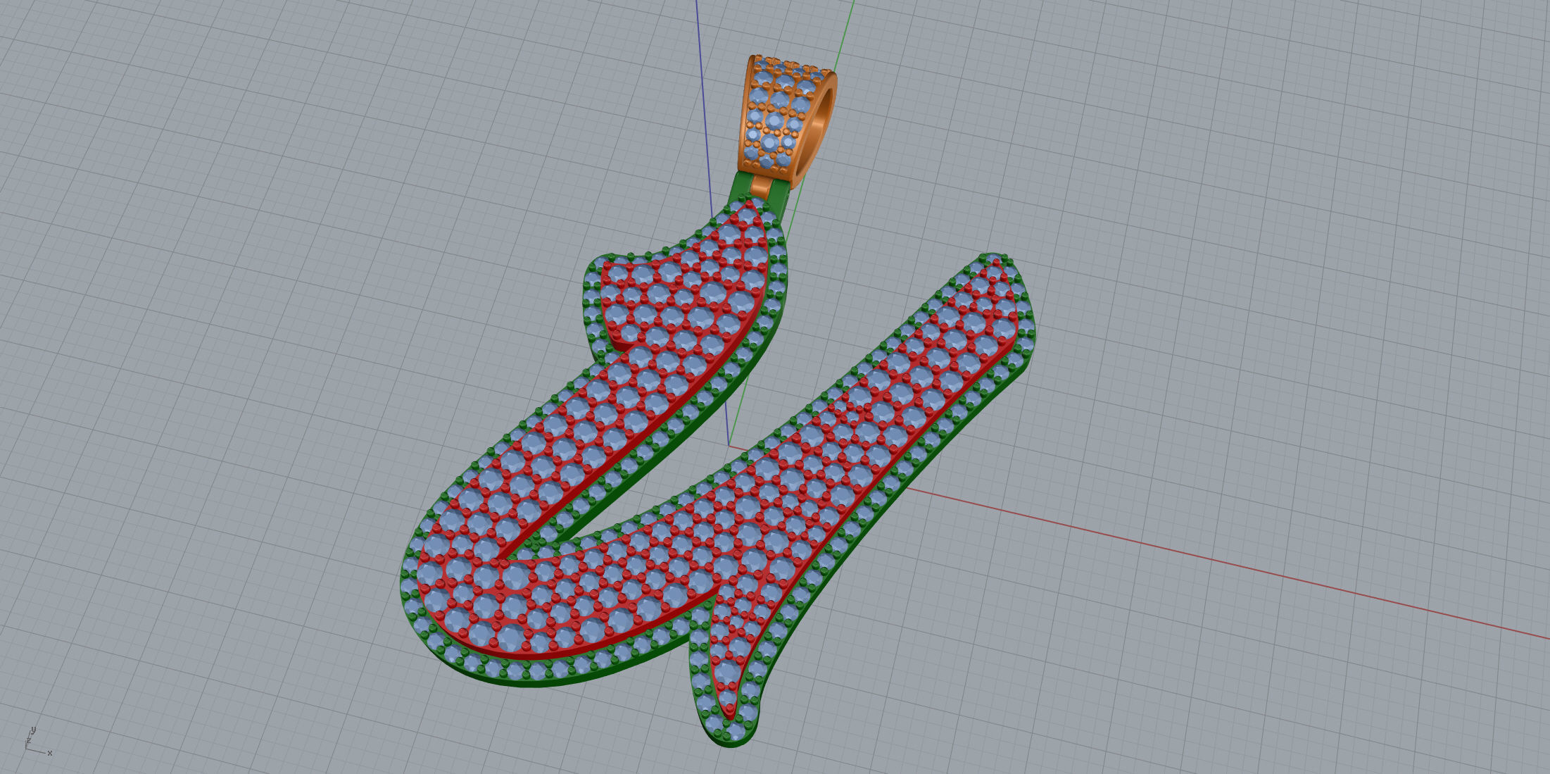 Pave Setting Font U 3D print model_7