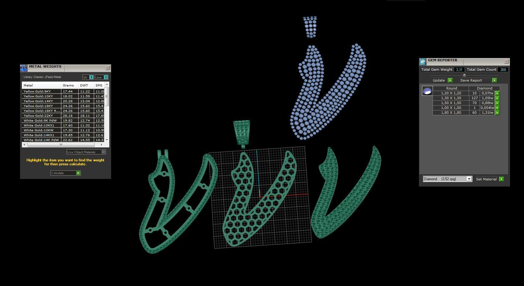 Pave Setting Font V 3D print model_3