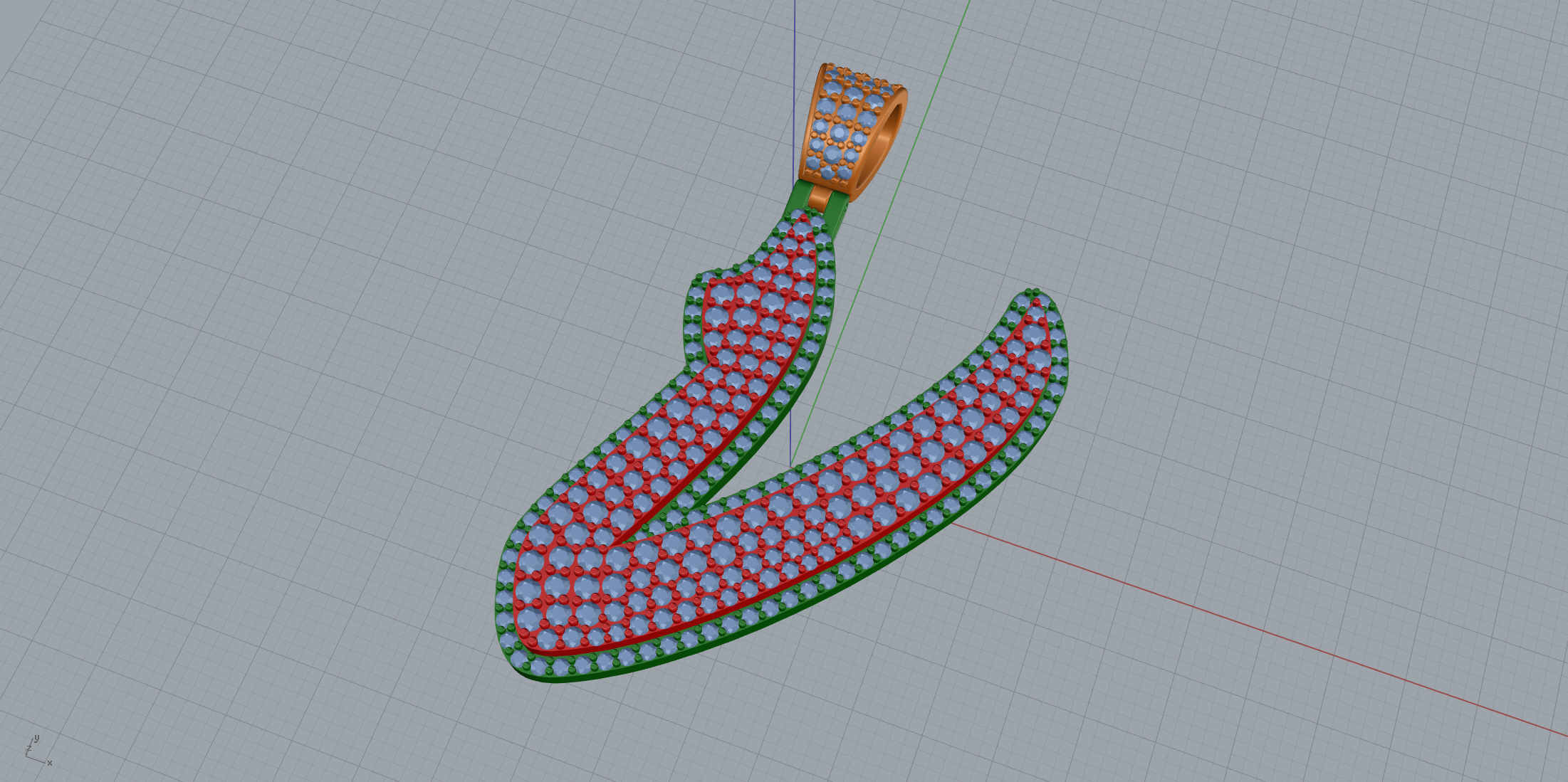 Pave Setting Font V 3D print model_7