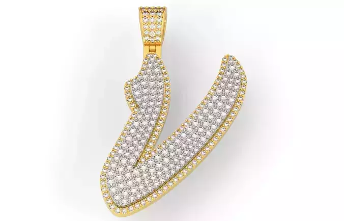 Pave Setting Font V 3D print model Pave Setting Font V 3D print model