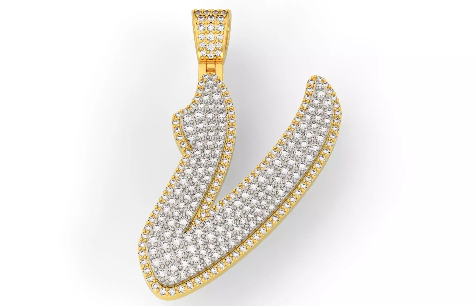 Pave Setting Font V 3D print model_0