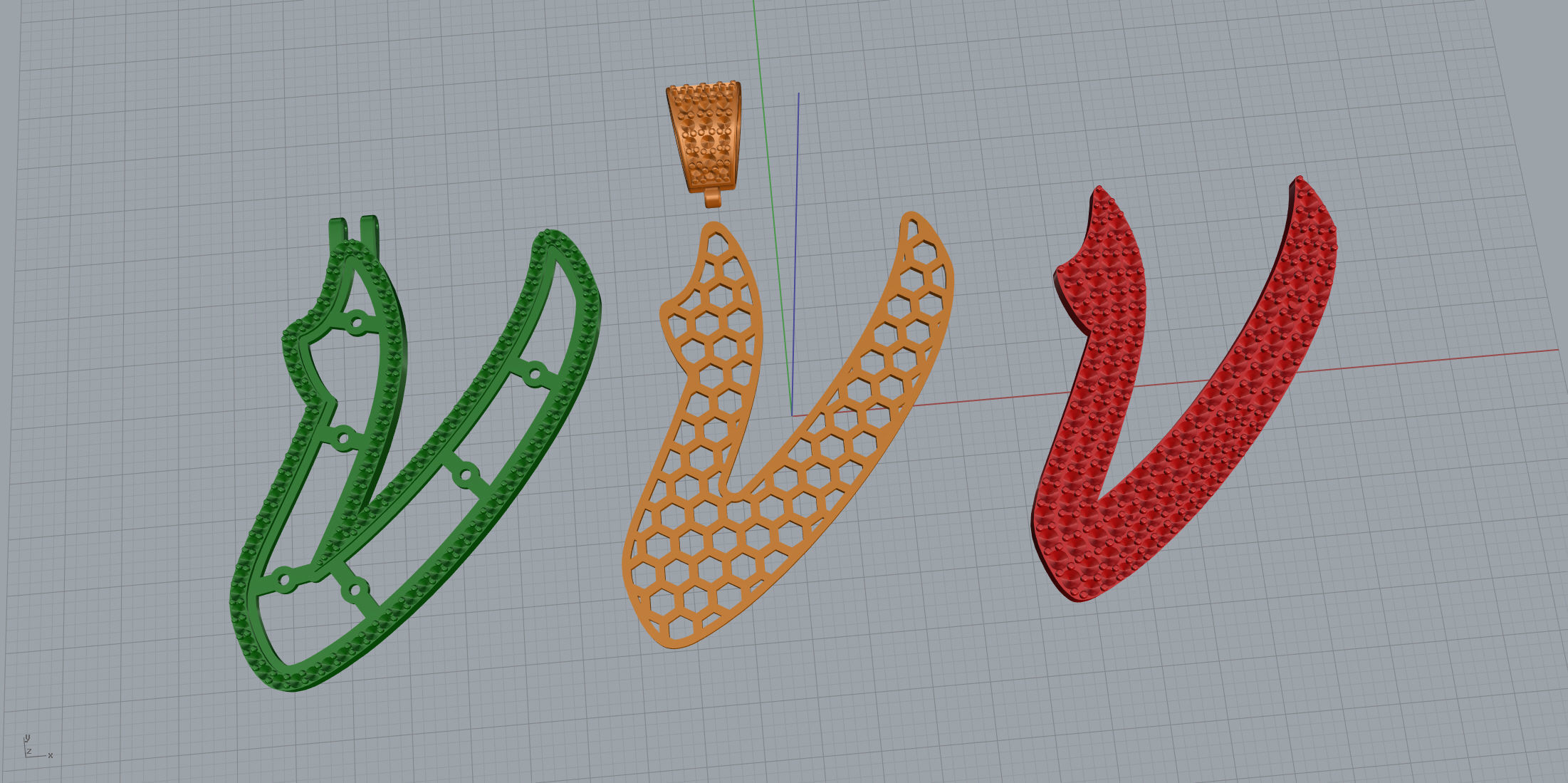 Pave Setting Font V 3D print model_10