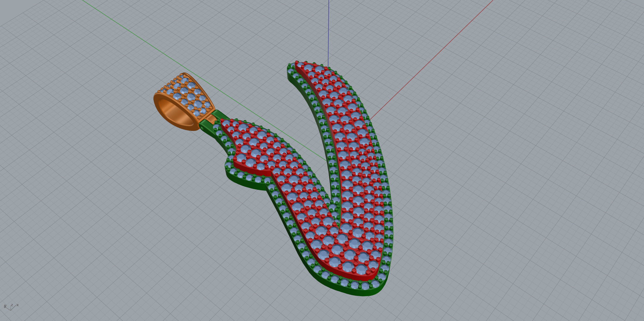 Pave Setting Font V 3D print model_1