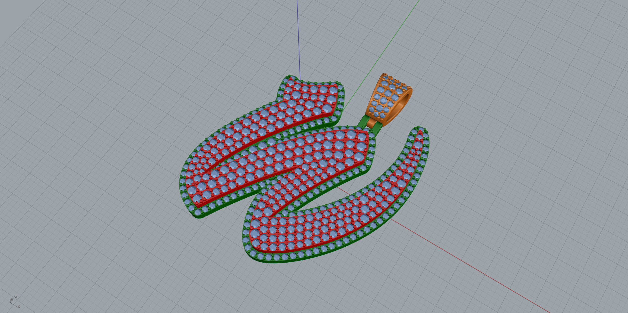 Pave Setting Font W 3D print model_7