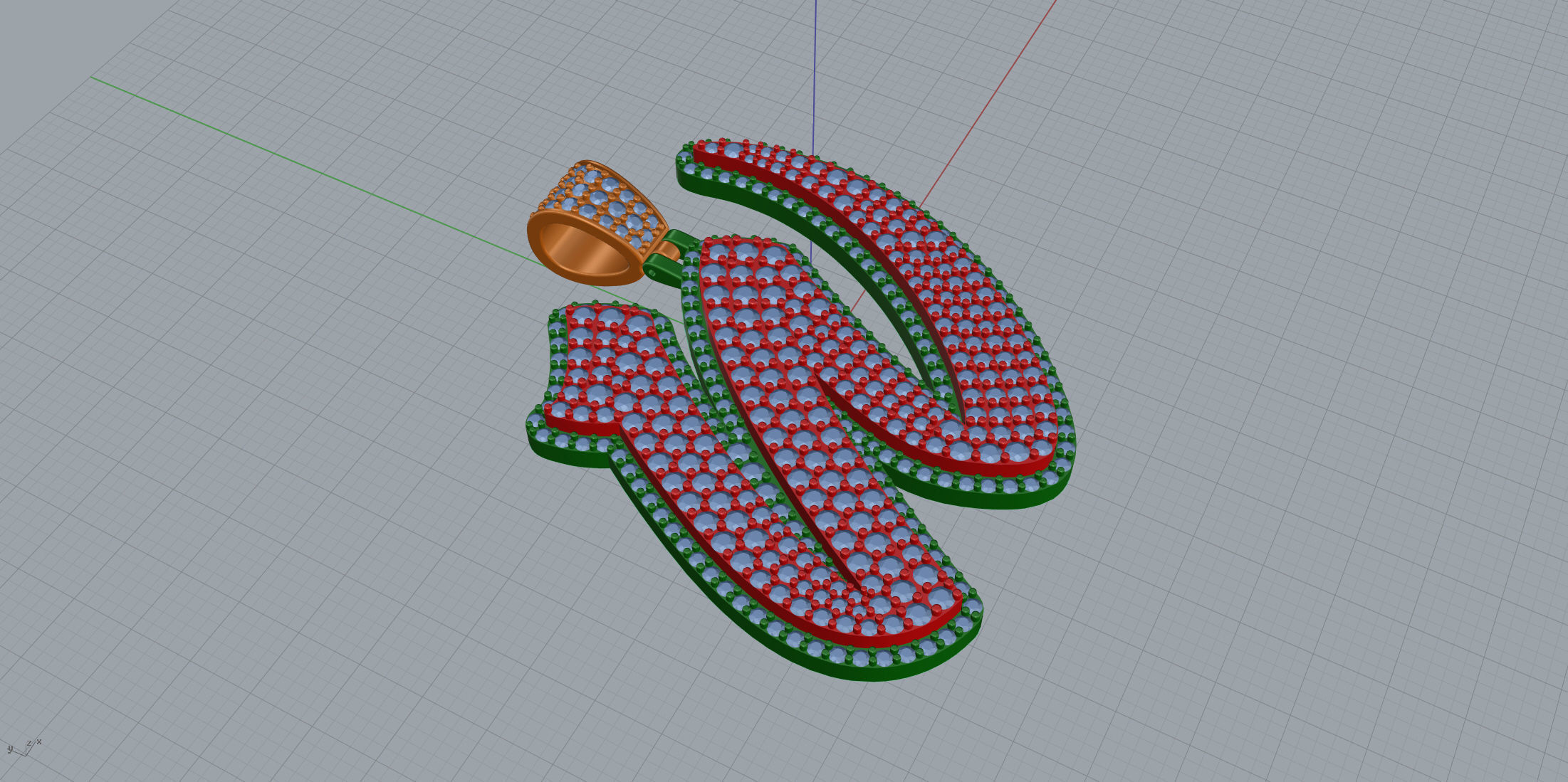 Pave Setting Font W 3D print model_4