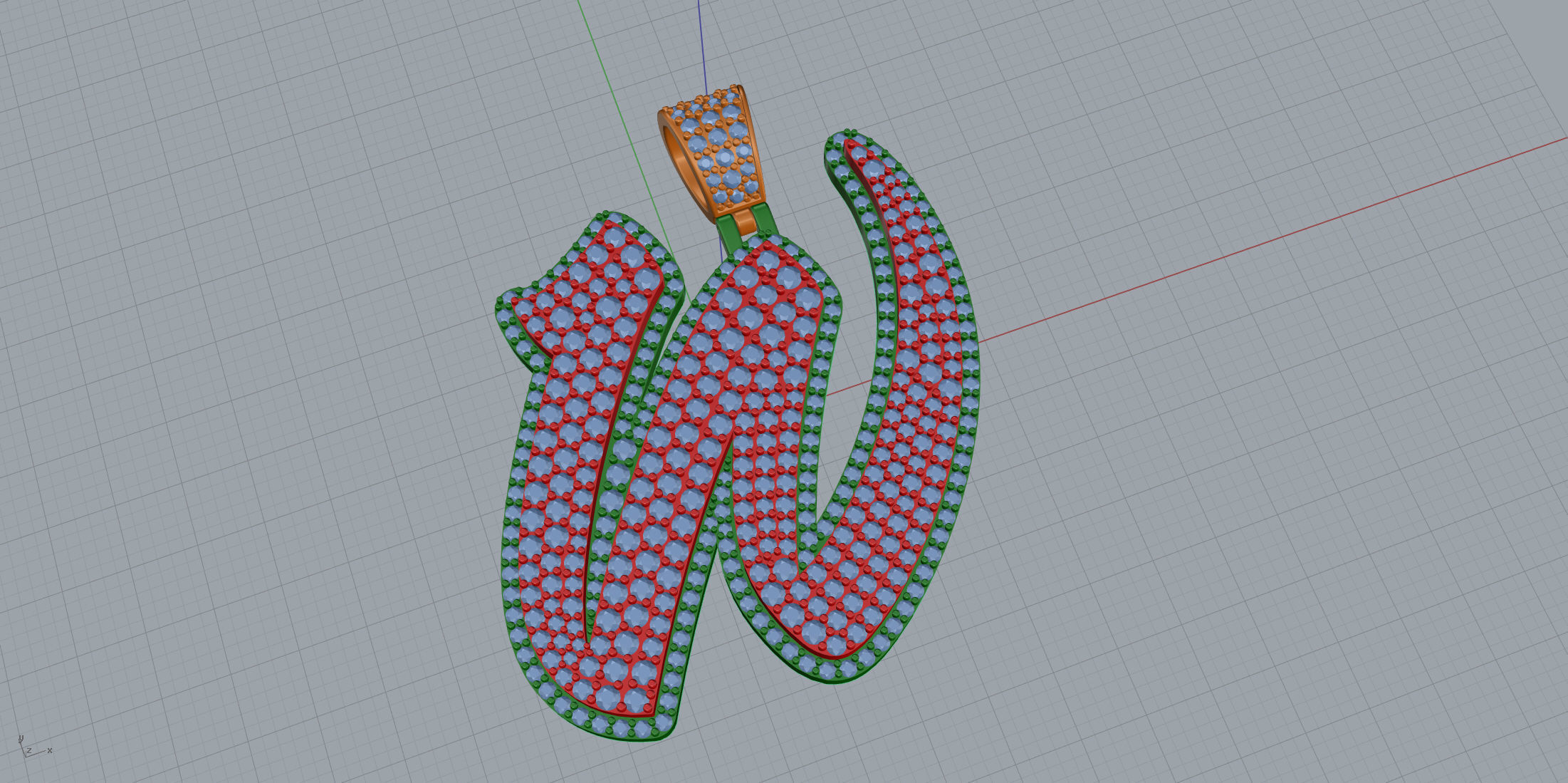 Pave Setting Font W 3D print model_1