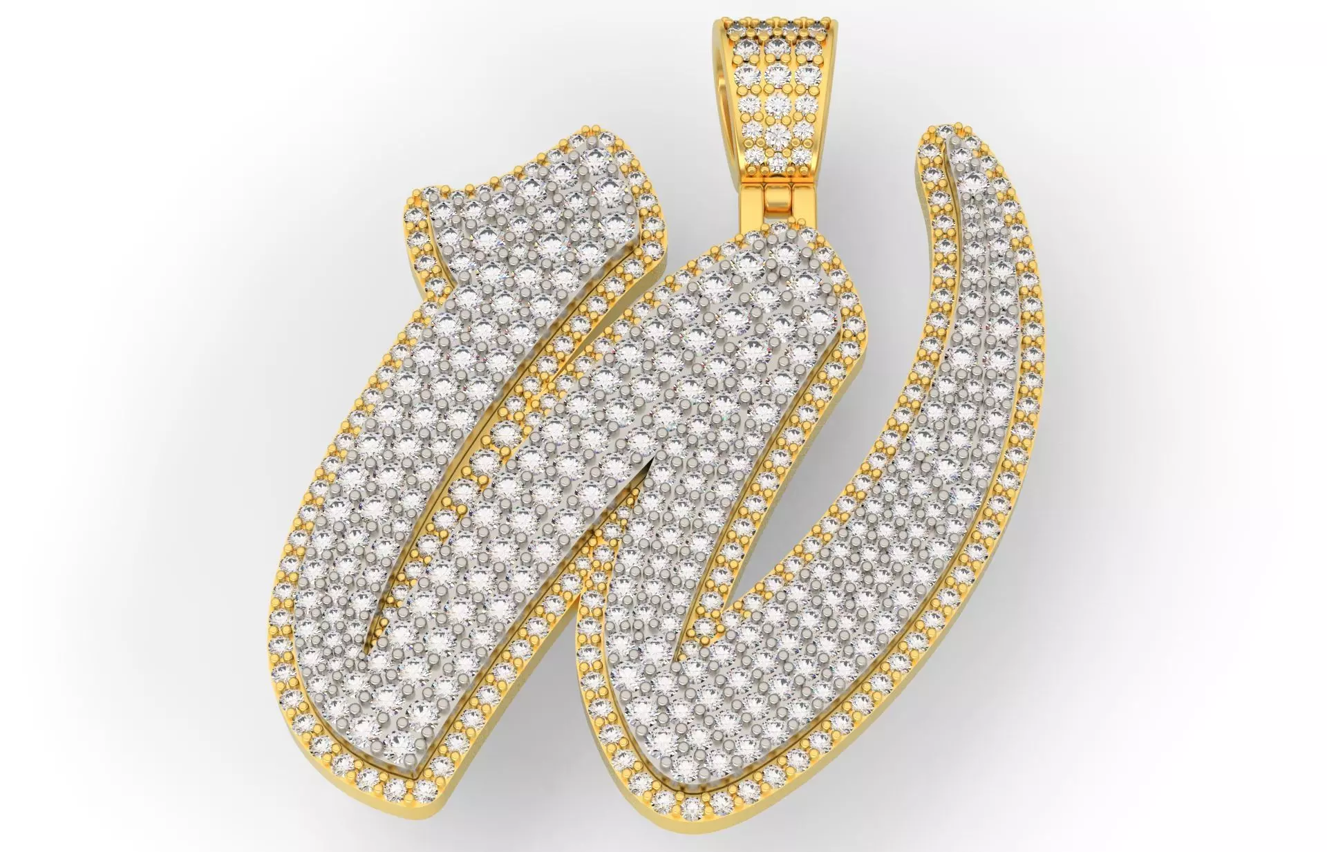 Pave Setting Font W 3D print model_0