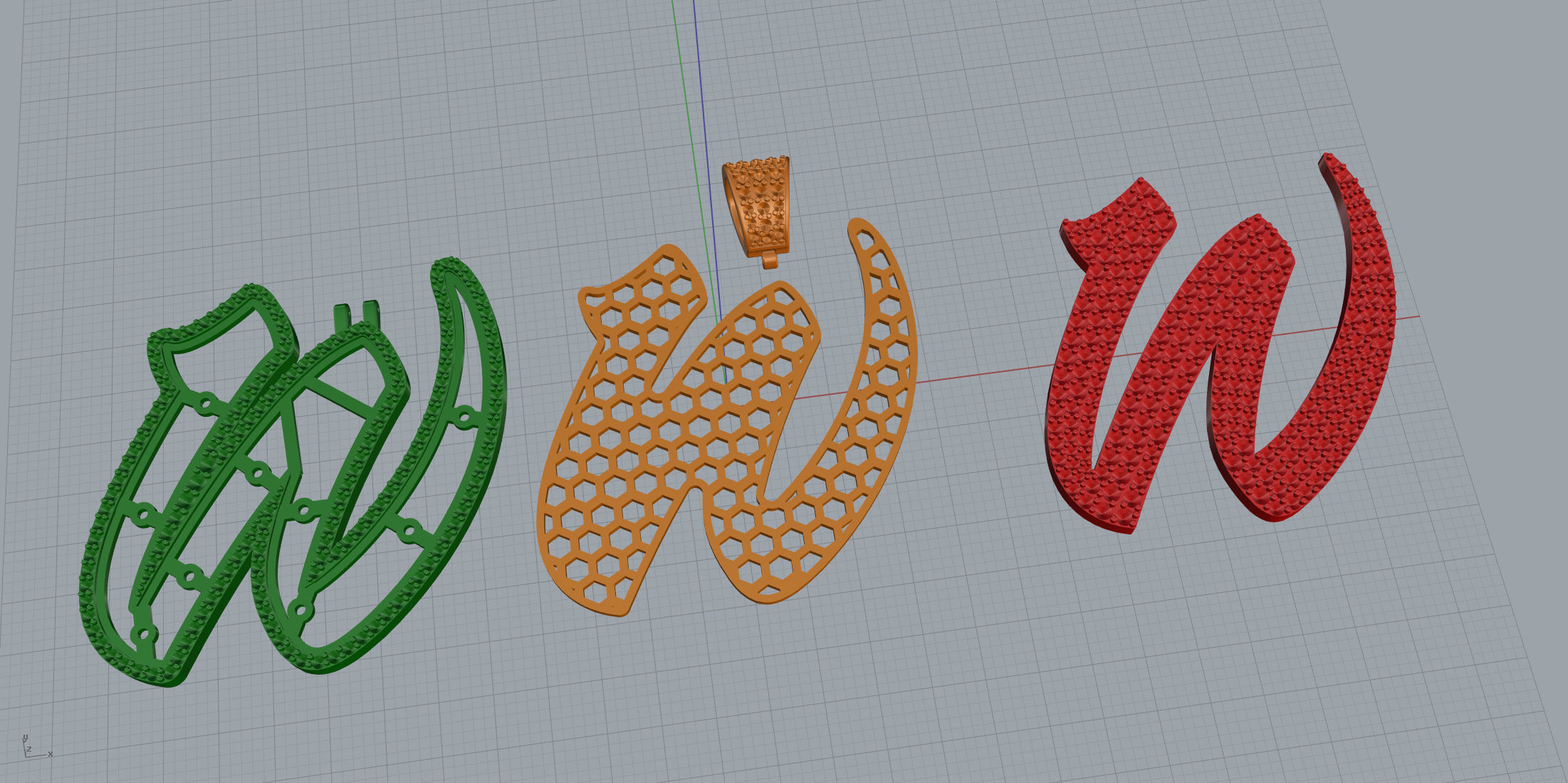 Pave Setting Font W 3D print model_10