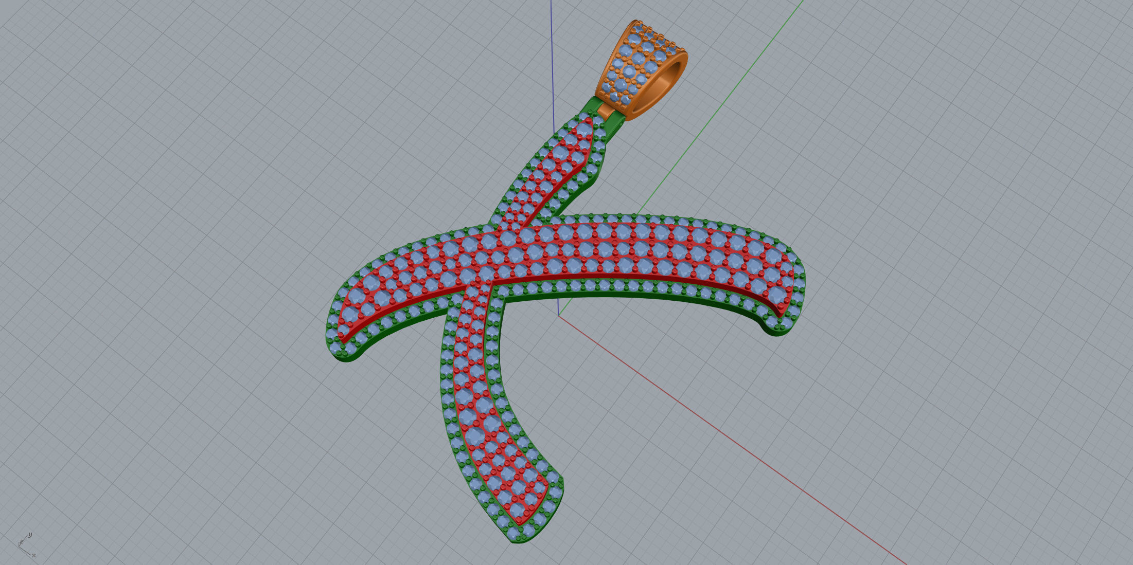 Pave Setting Font X 3D print model_7