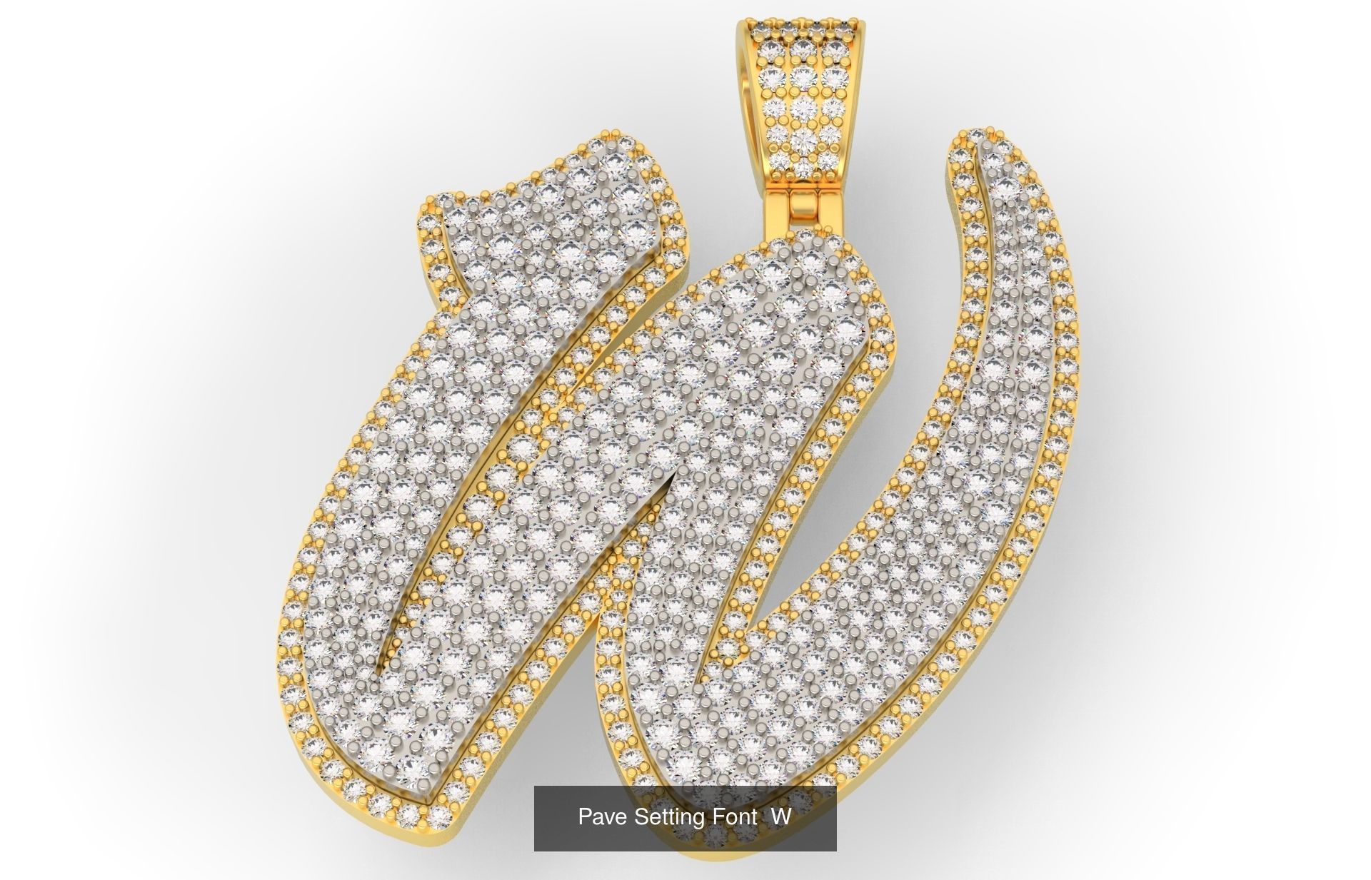 Pave Setting Font A-Z 3D Model Collection_25