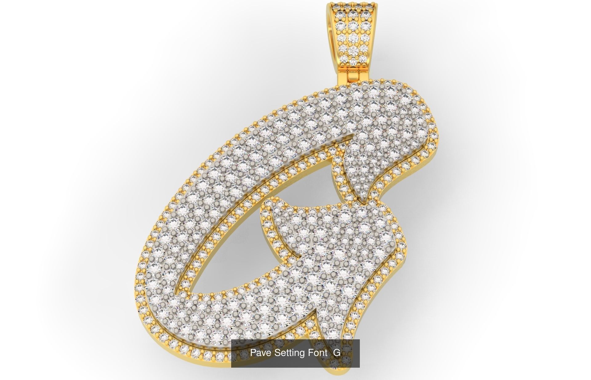 Pave Setting Font A-Z 3D Model Collection_9