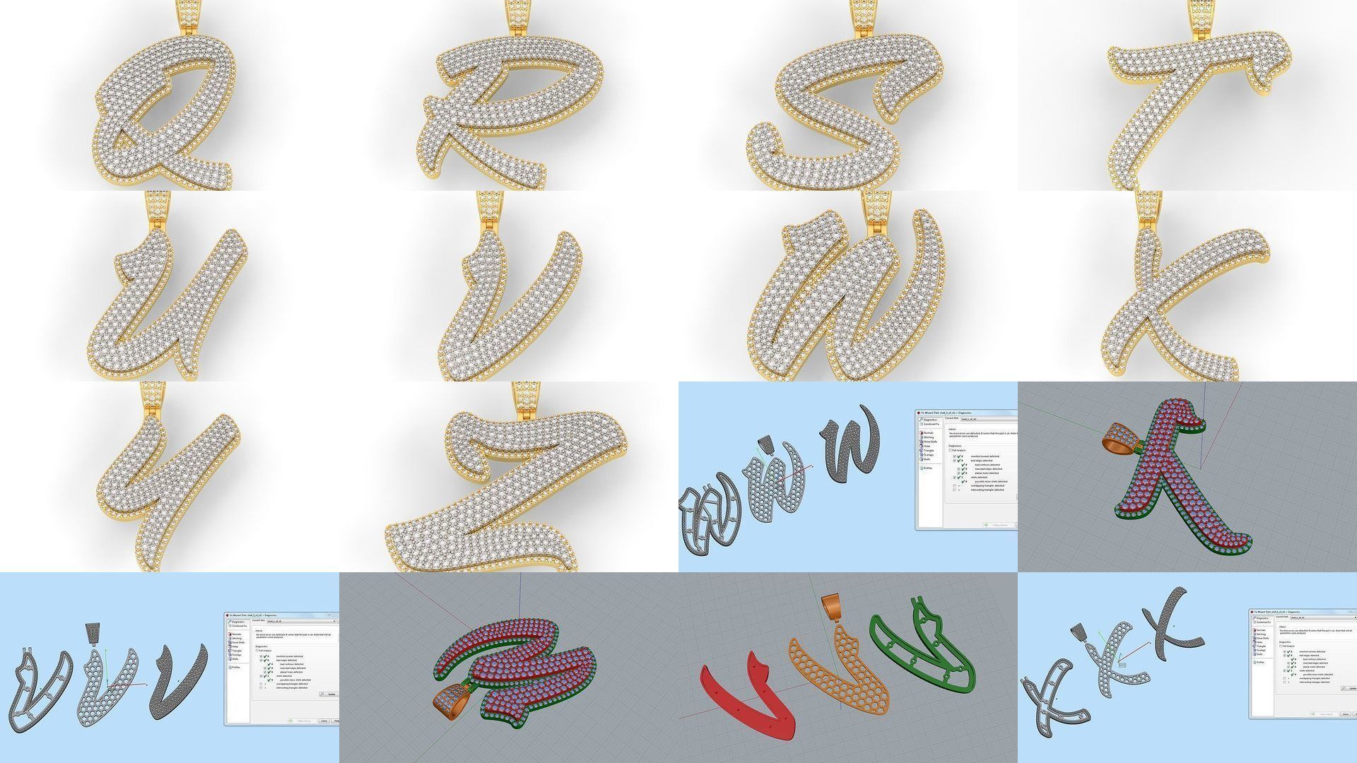 Pave Setting Font A-Z 3D Model Collection_1