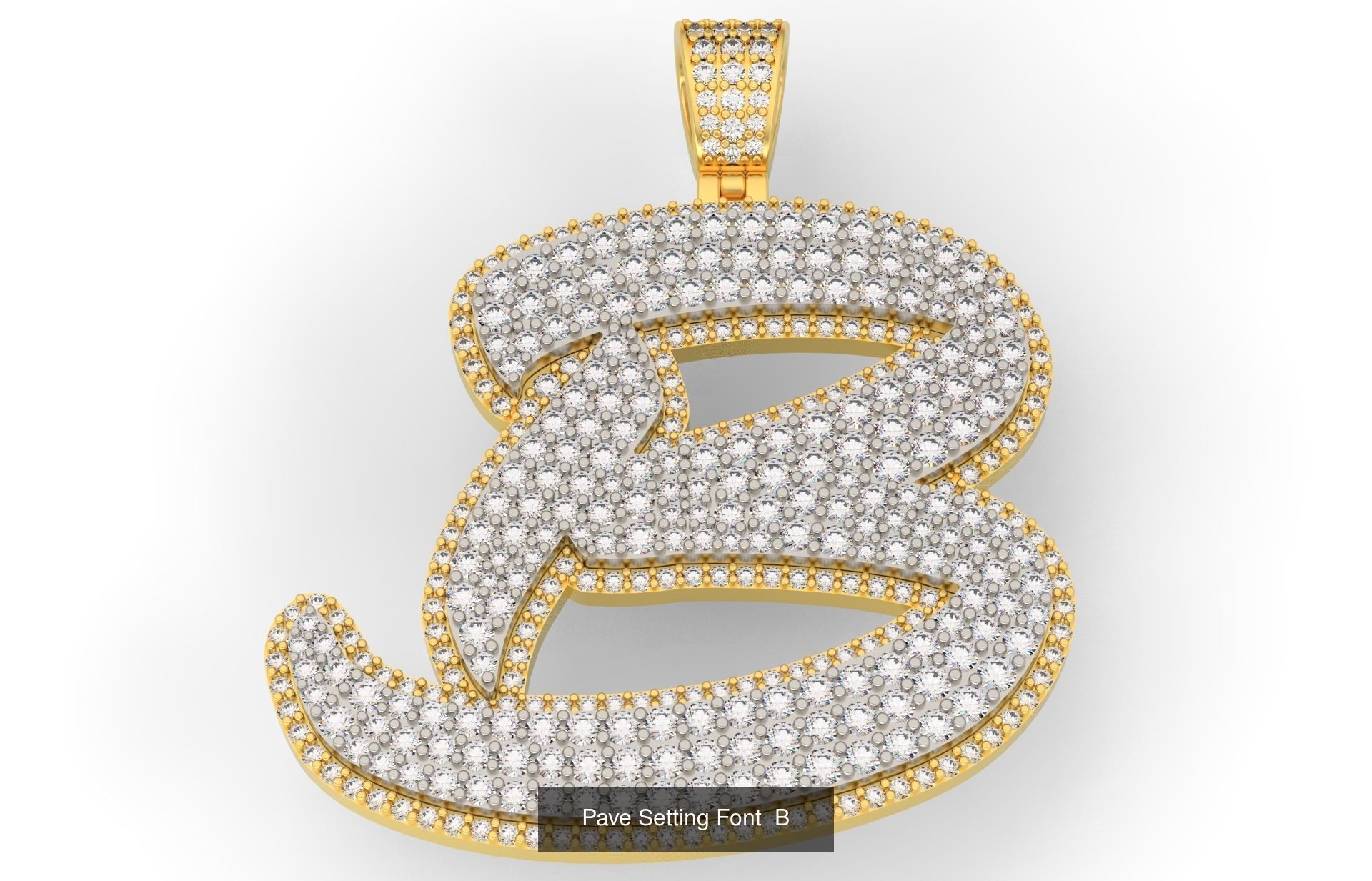 Pave Setting Font A-Z 3D Model Collection_4